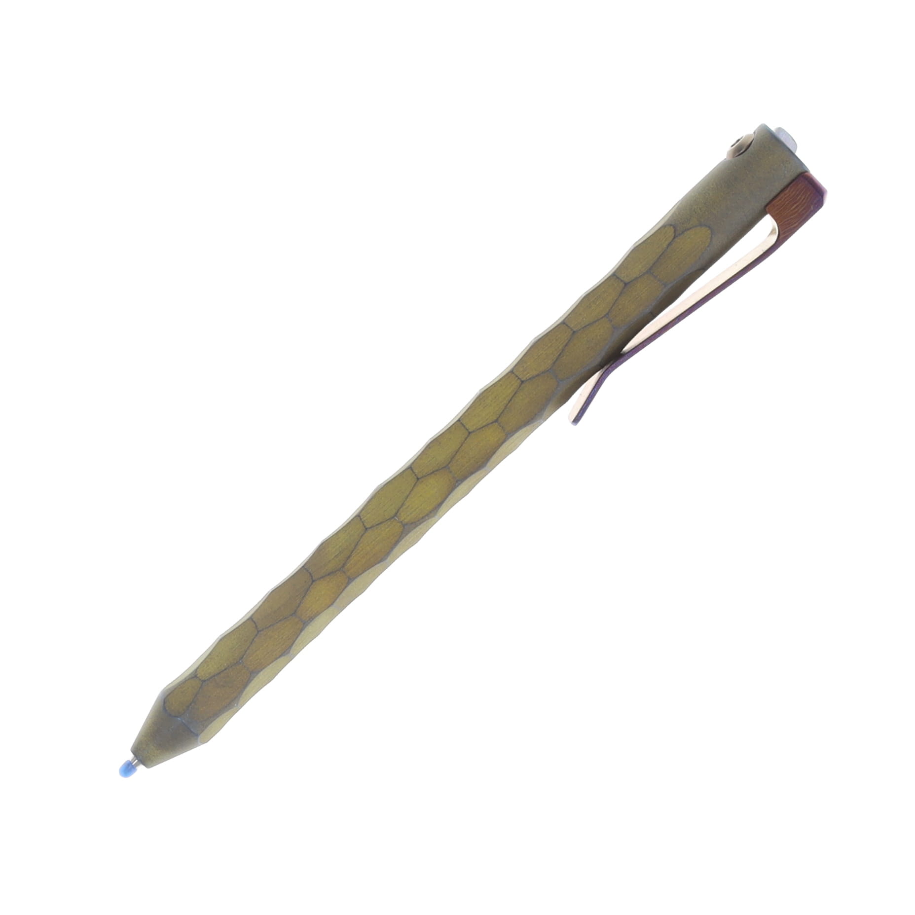 Maverick Customs Flipper Universal Pen Fully Sculpted & Anodized Titanium with TiMascus Milled Clip/Flipper MCFSATBTMCF View 4