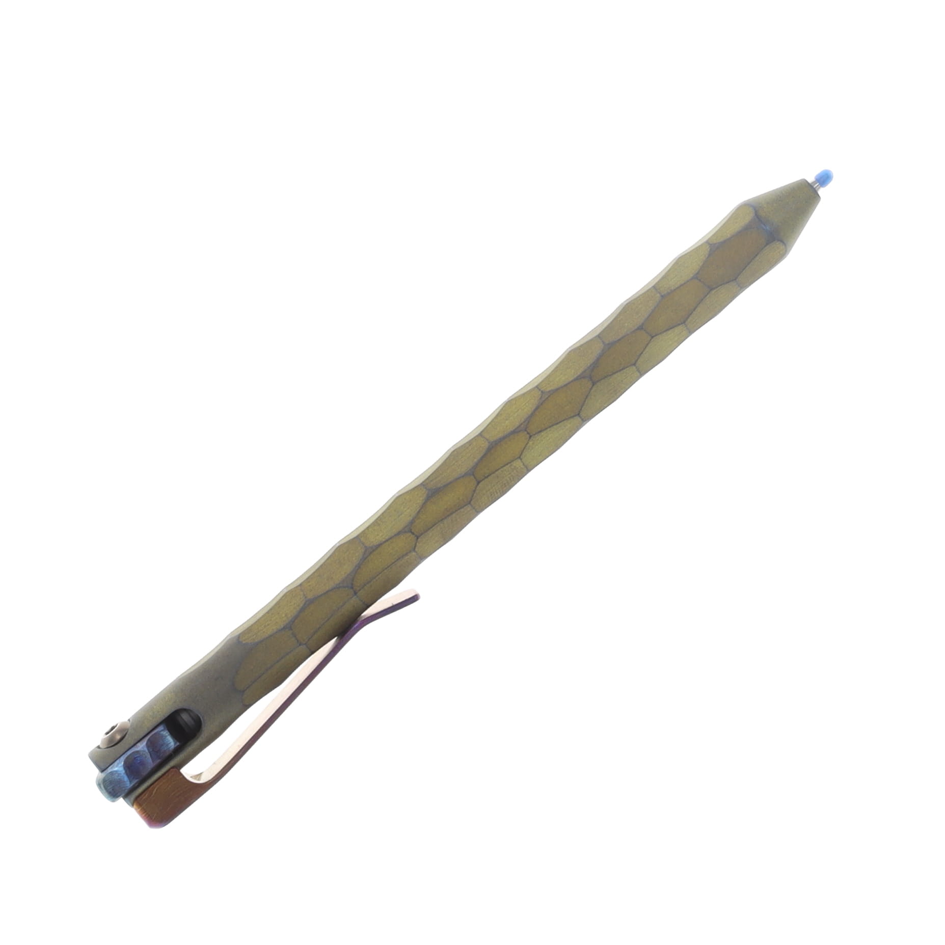 Maverick Customs Flipper Universal Pen Fully Sculpted & Anodized Titanium with TiMascus Milled Clip/Flipper MCFSATBTMCF View 5