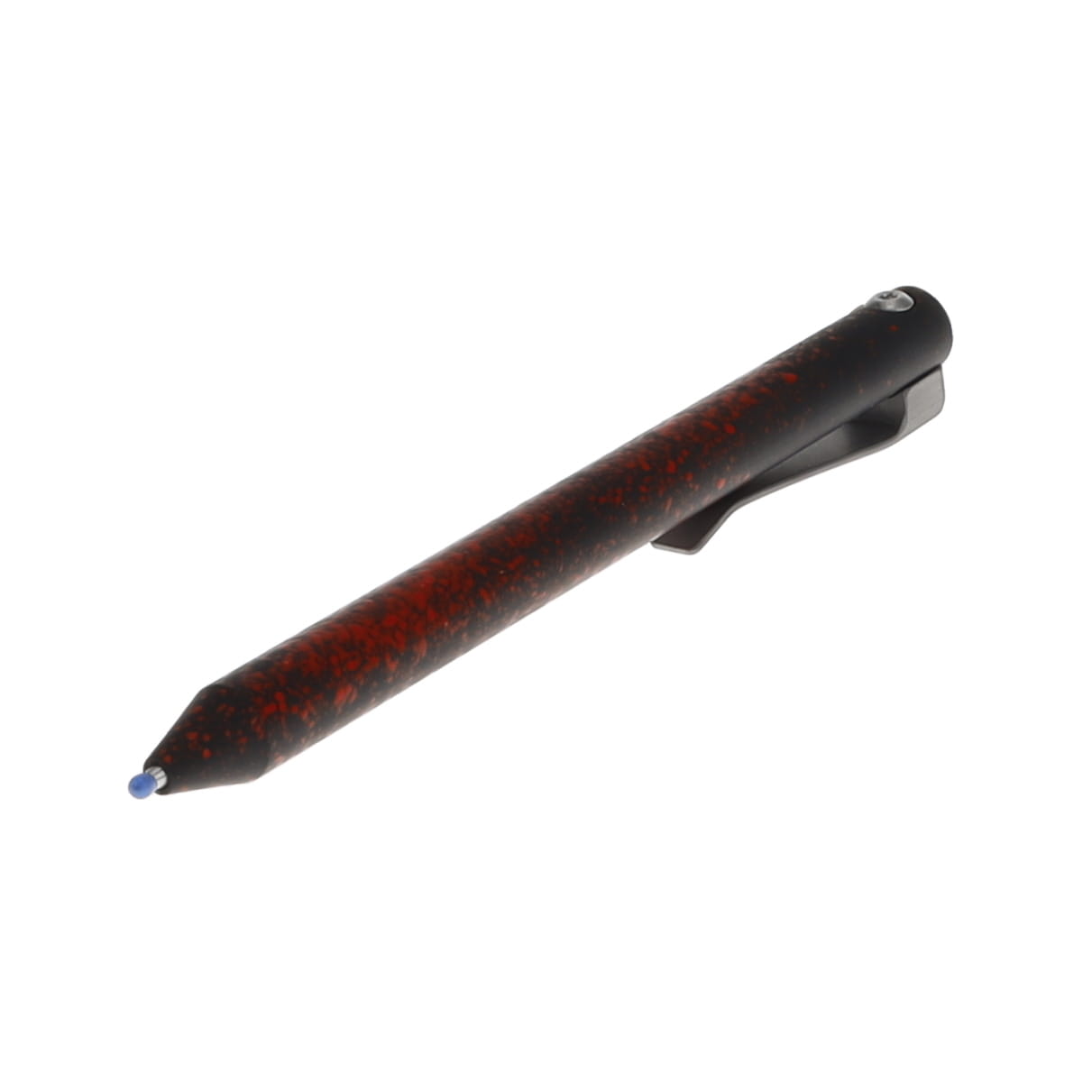 Maverick Customs Flipper Universal Pen Black Bloodsplatter Cerakote Aluminum with Butterscotch Micarta Flipper and Milled Titanium Clip MCACBBBBMFMTC View 1