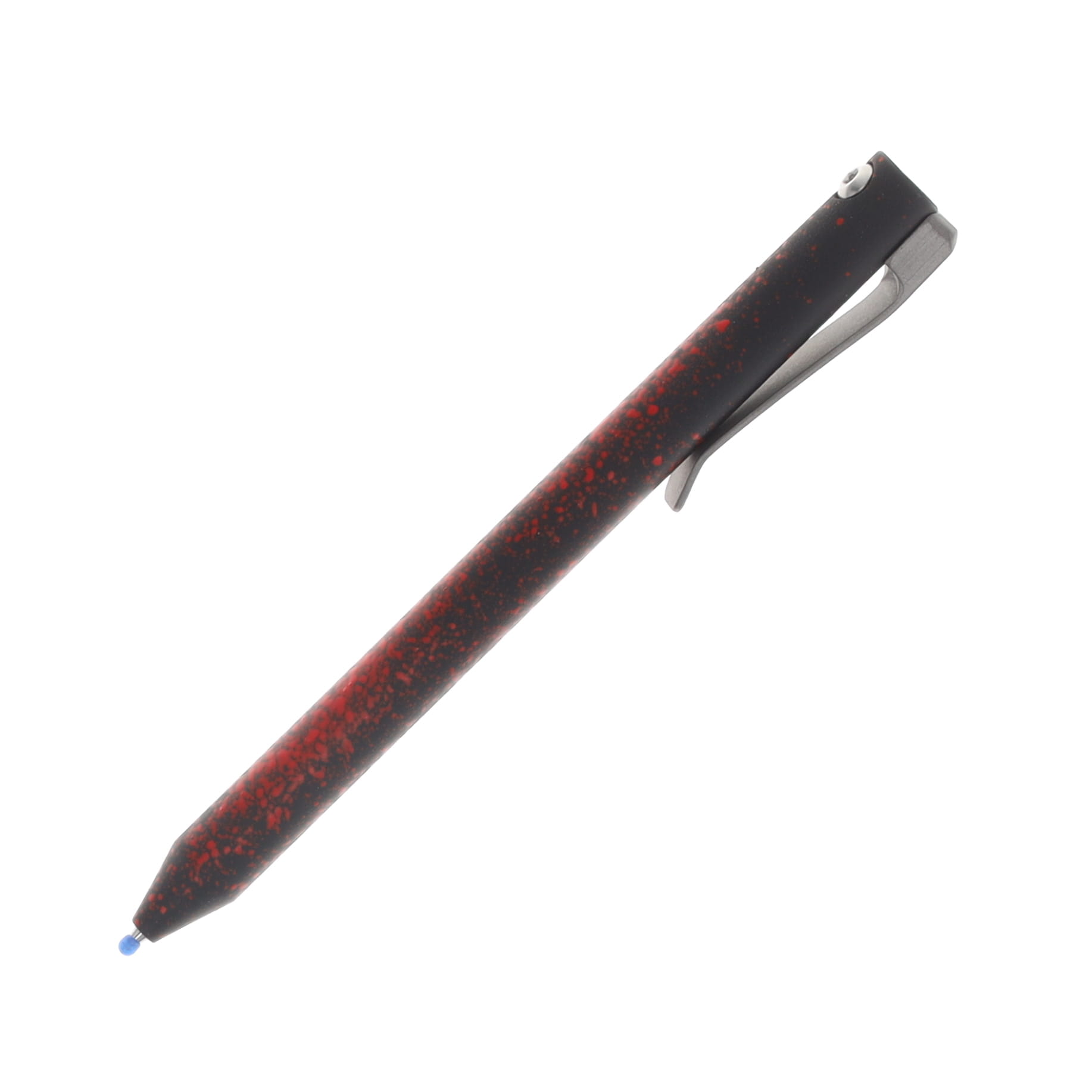 Maverick Customs Flipper Universal Pen Black Bloodsplatter Cerakote Aluminum with Butterscotch Micarta Flipper and Milled Titanium Clip MCACBBBBMFMTC View 5