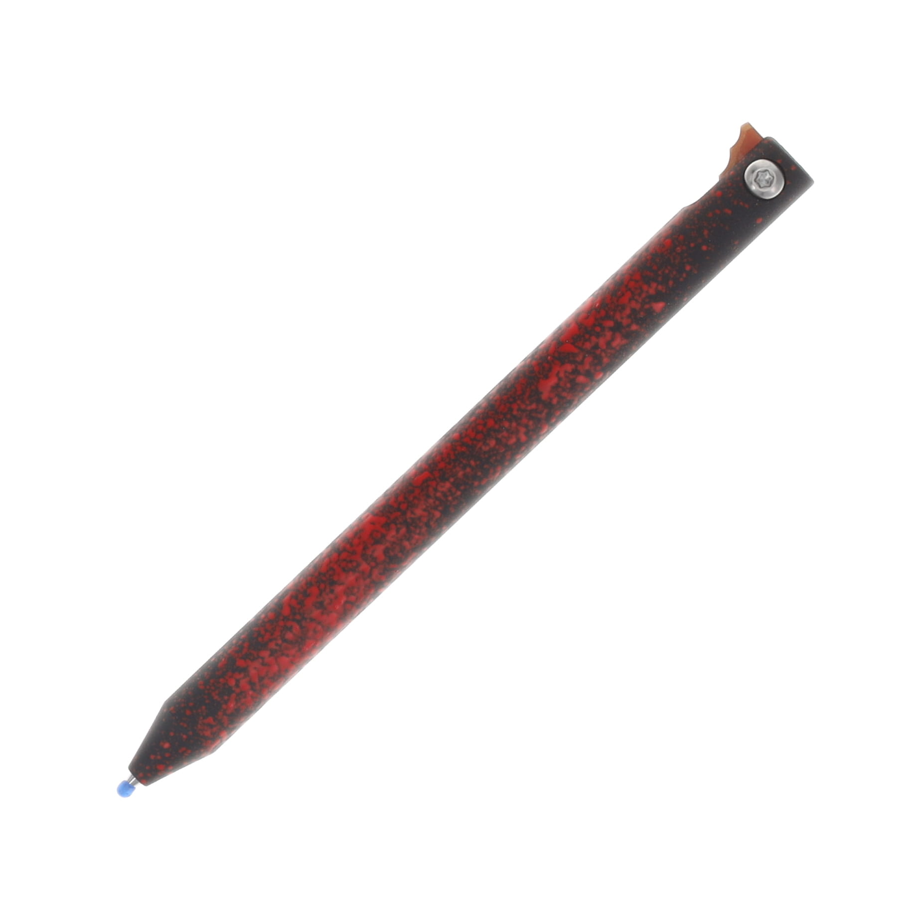 Maverick Customs Flipper Universal Pen Black Bloodsplatter Cerakote Aluminum with Butterscotch Micarta Flipper and Milled Titanium Clip MCACBBBBMFMTC View 2
