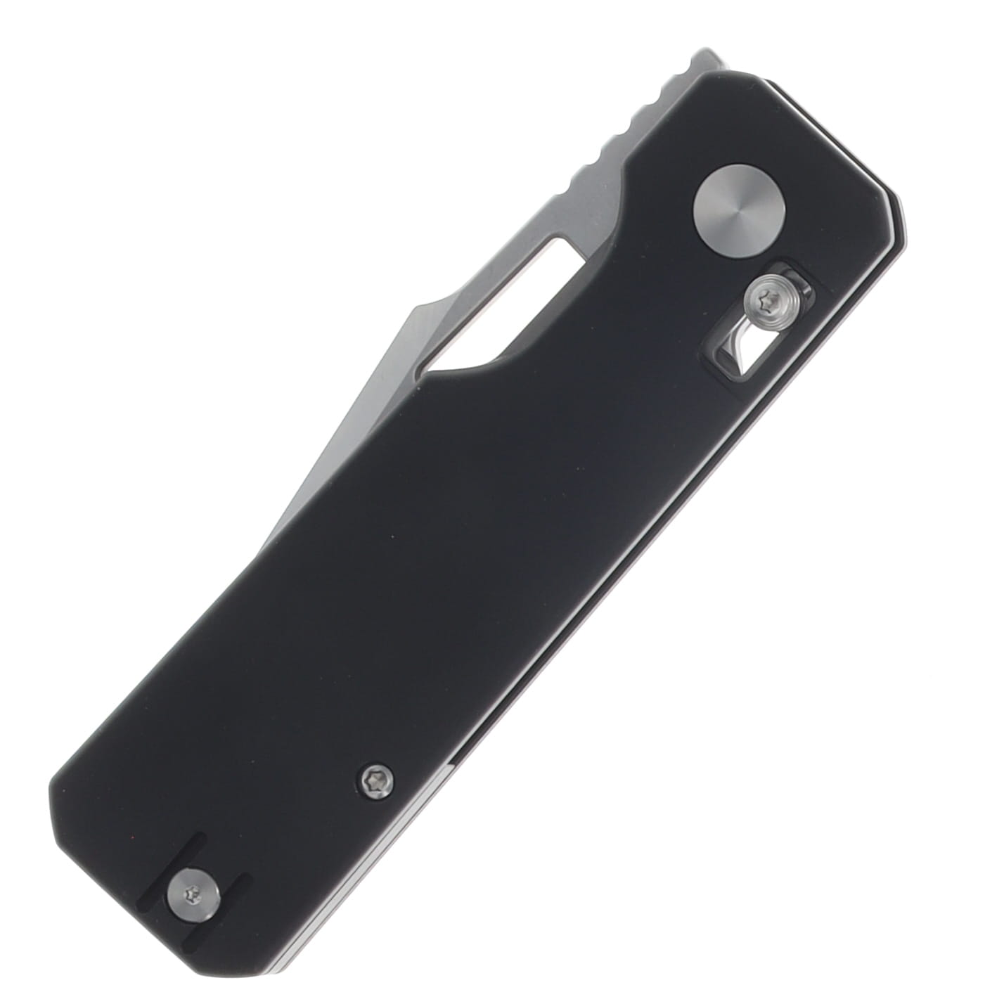 Vero Engineering Aura Folding Knife Drop Point 14C28N - Machine Satin Blk Aluminum VAUDPMSBK View 5