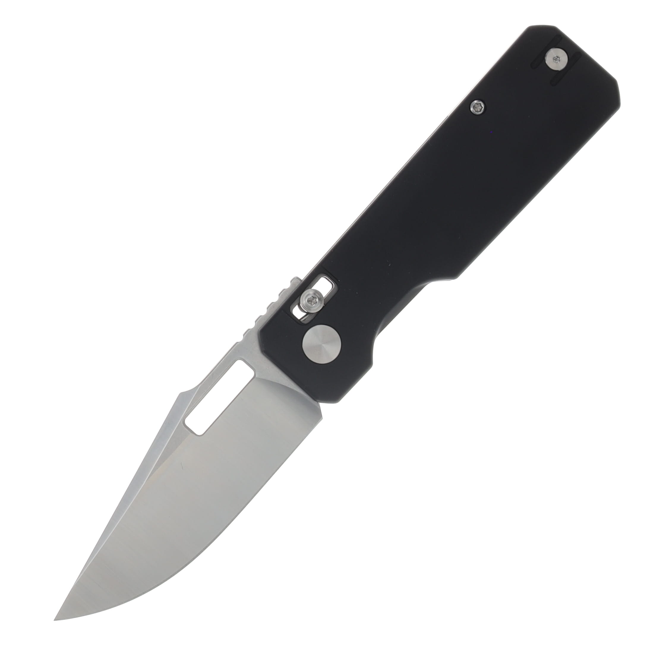 Vero Engineering Aura Folding Knife Drop Point 14C28N - Machine Satin Blk Aluminum VAUDPMSBK View 1
