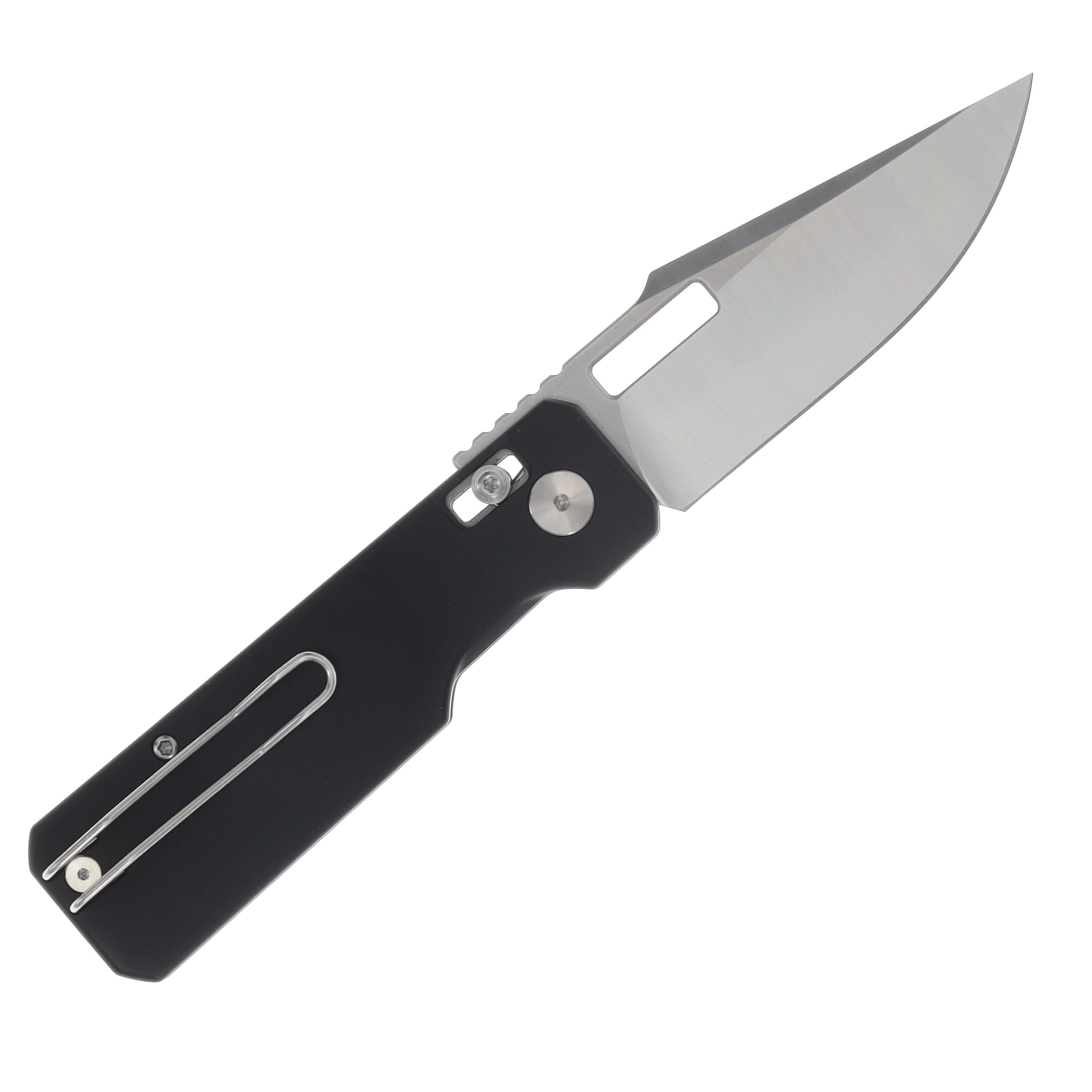 Vero Engineering Aura Folding Knife Drop Point 14C28N - Machine Satin Blk Aluminum VAUDPMSBK View 2