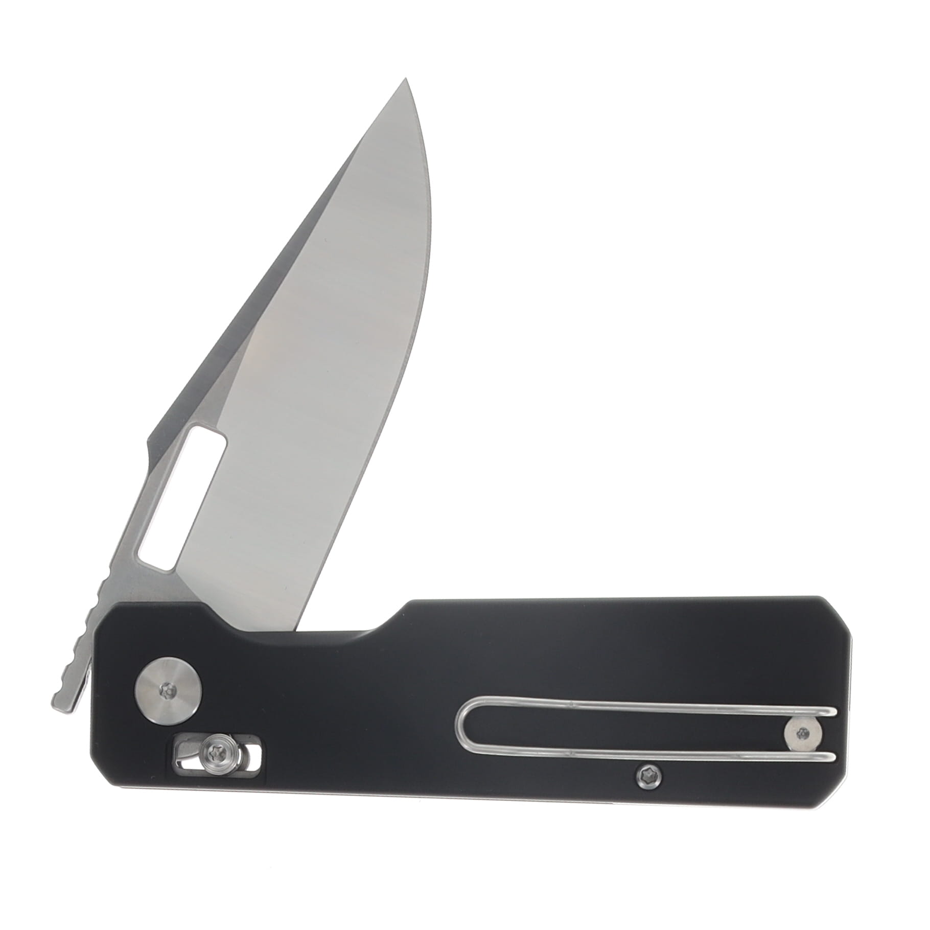 Vero Engineering Aura Folding Knife Drop Point 14C28N - Machine Satin Blk Aluminum VAUDPMSBK View 4
