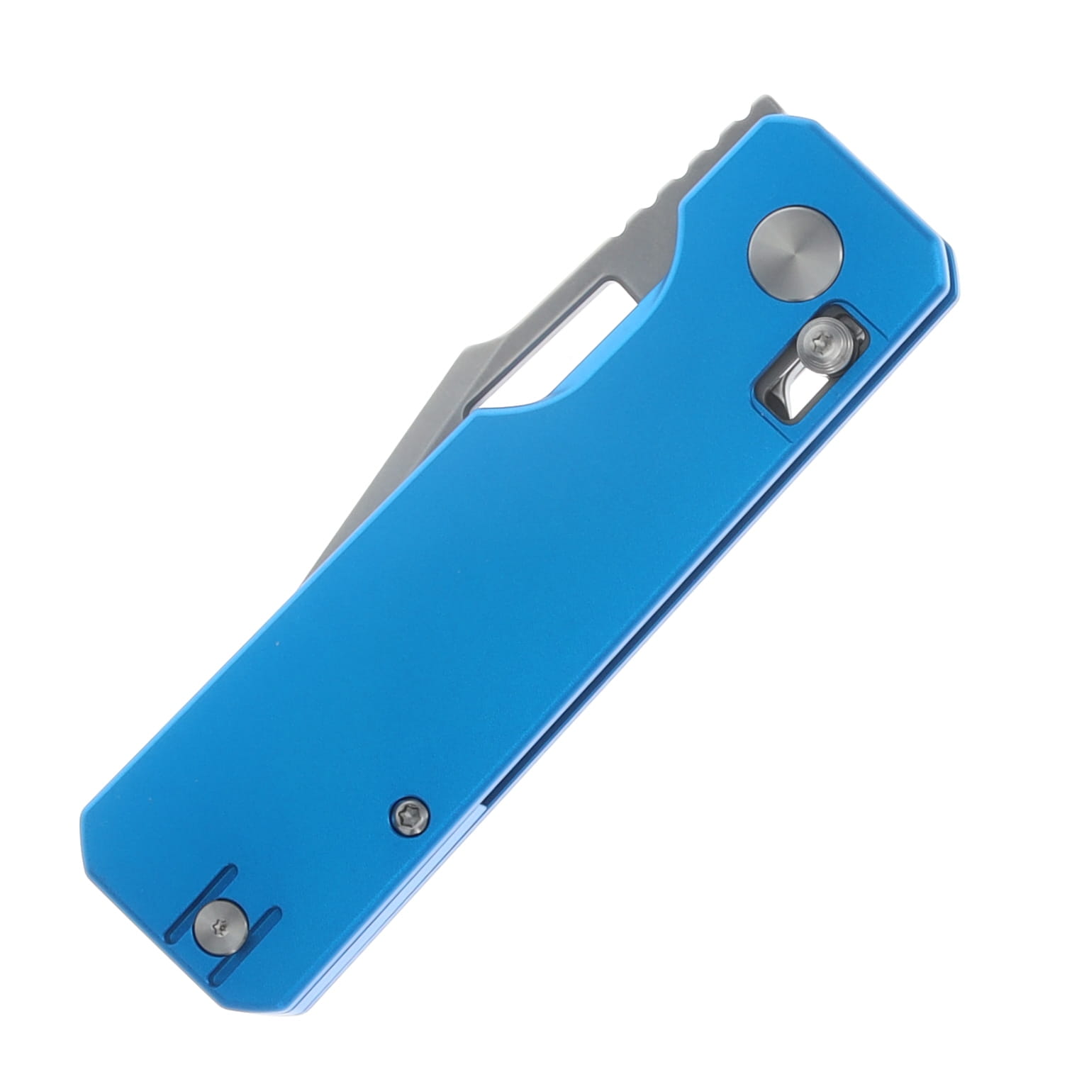 Vero Engineering Aura Folding Knife Drop Point 14C28N - Stonewash Blue Aluminum VAUDPSWBL View 5