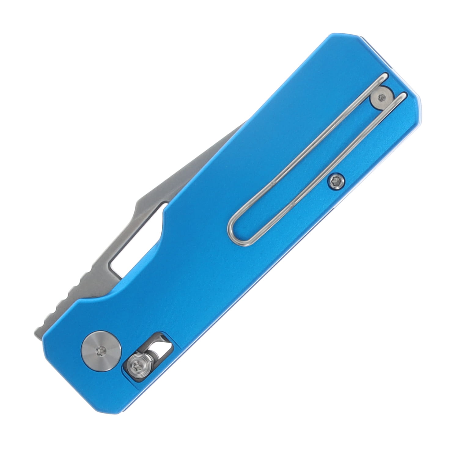 Vero Engineering Aura Folding Knife Drop Point 14C28N - Stonewash Blue Aluminum VAUDPSWBL View 6