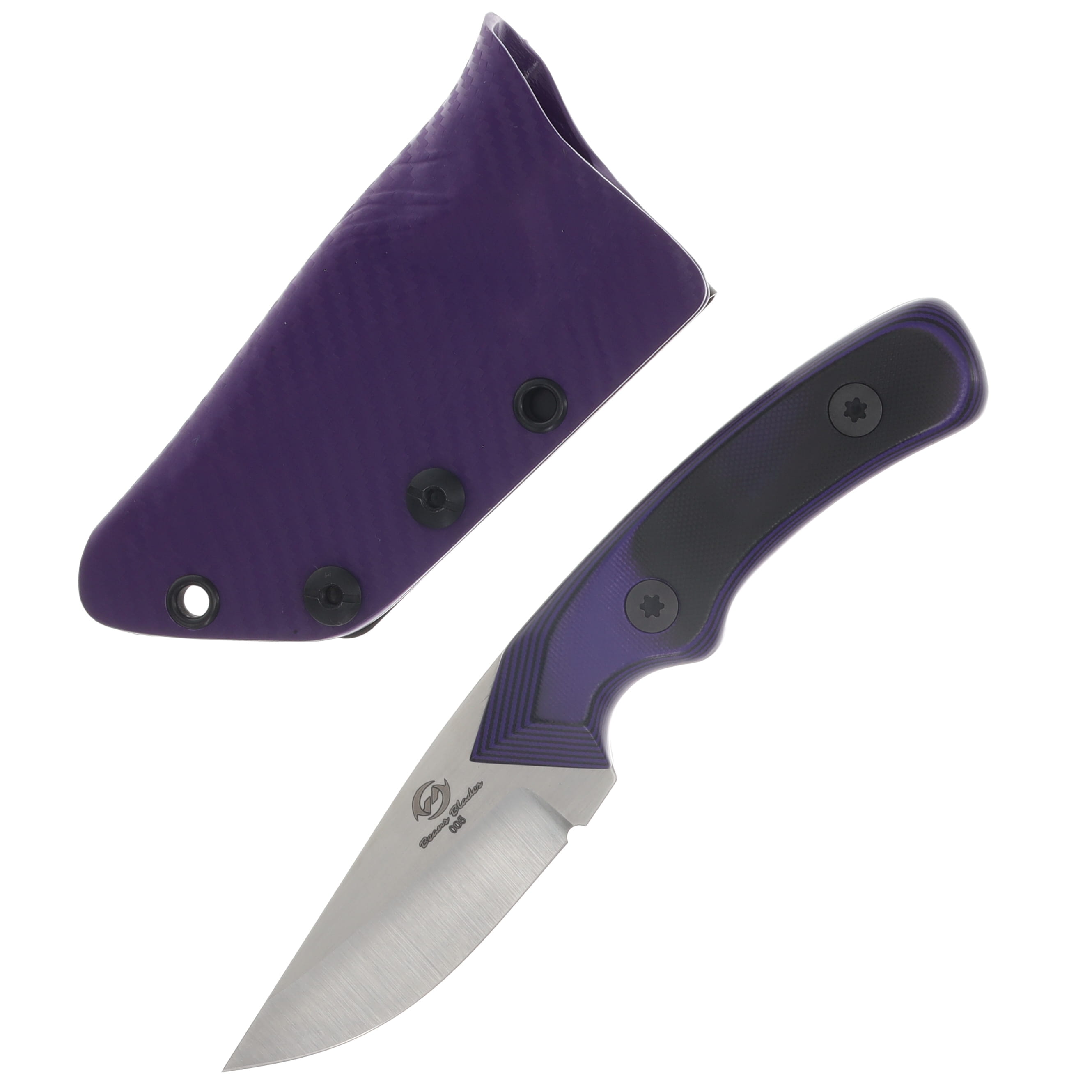 Beans Blades Scout Fixed Knife Black and Purple G-10 Handle M390 Blade W/Sheath BBSCOUTBPG10 View 1
