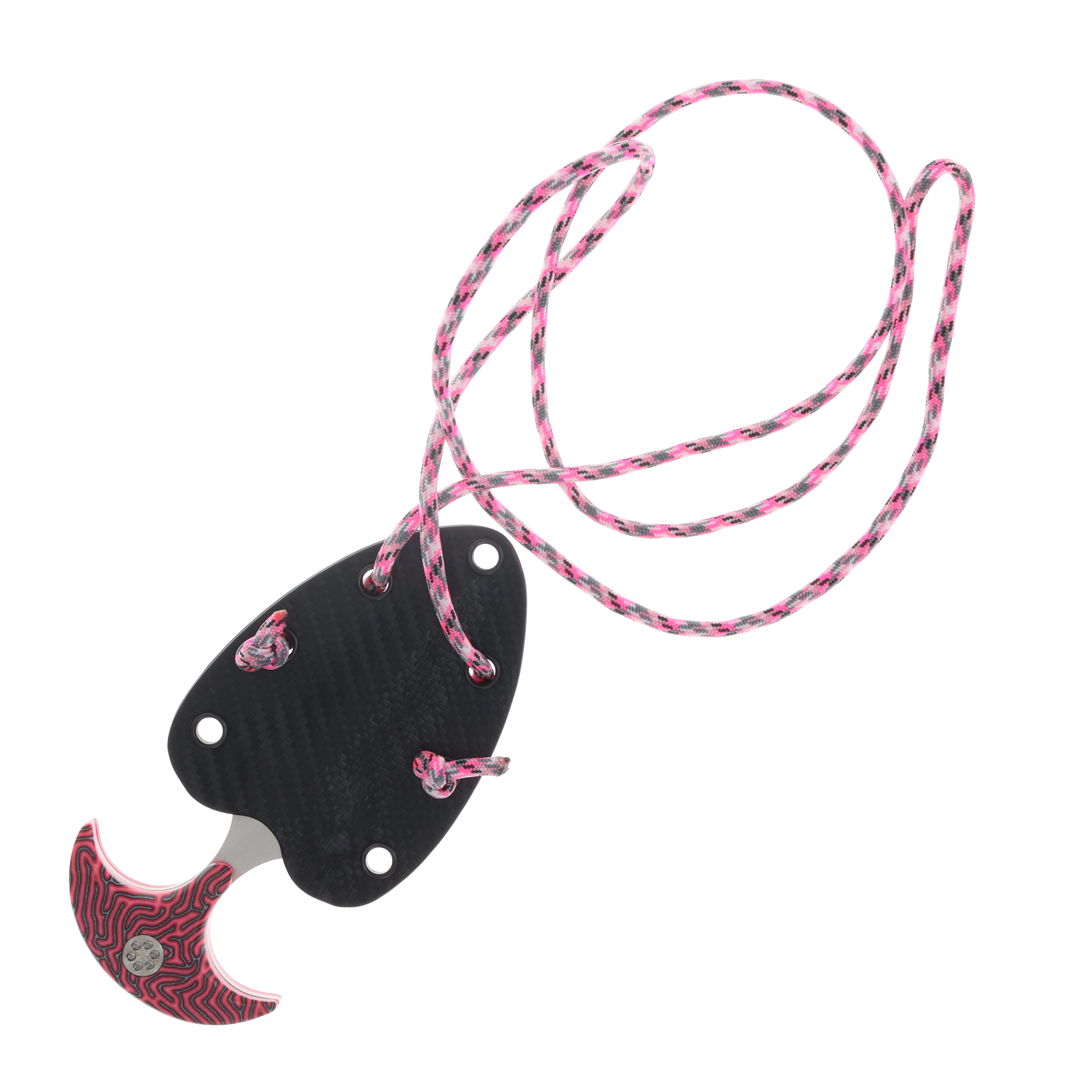 Beans Blades Push Fixed Knife Pink Brain Waves Handle M390 Blade W/Sheath View 4