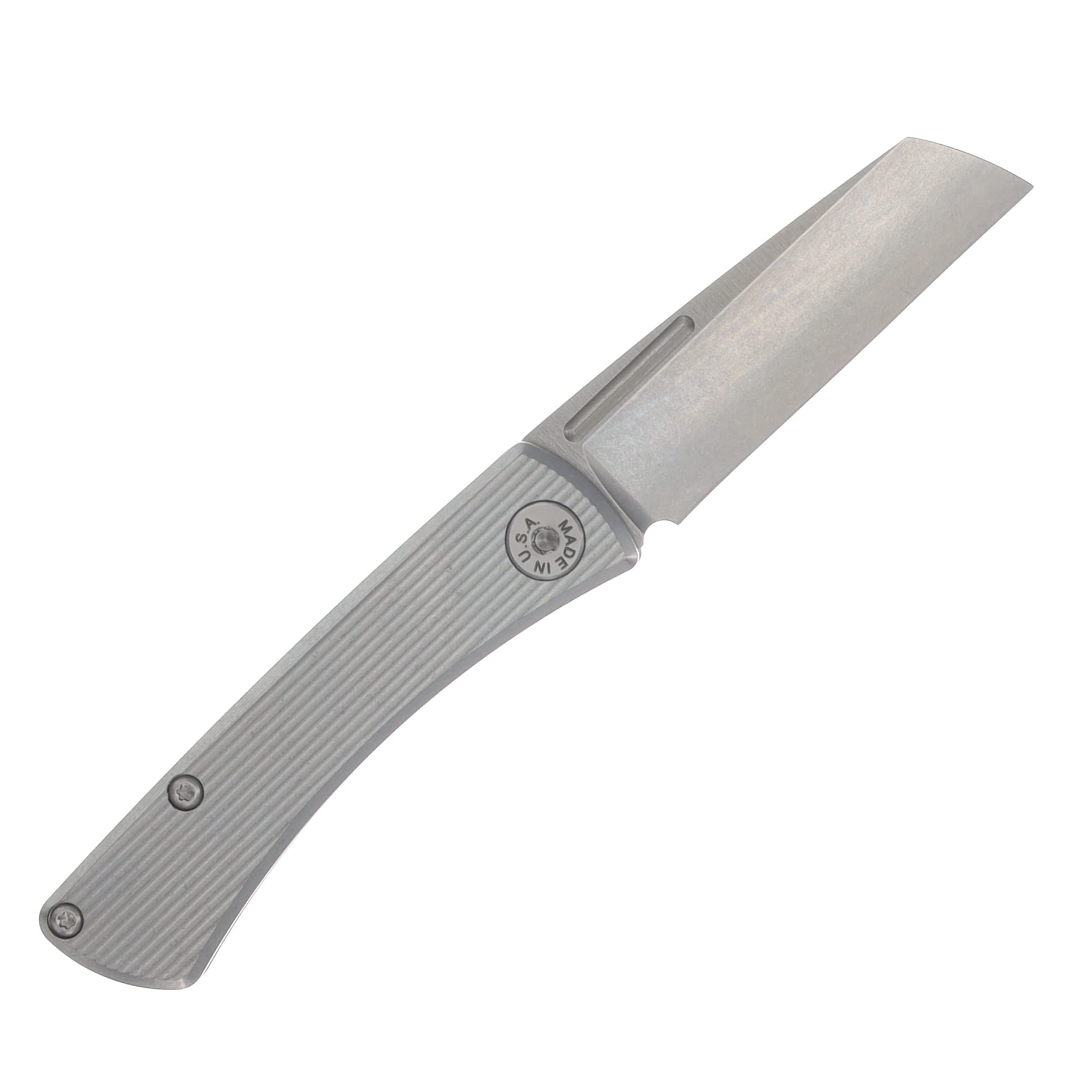 ABW Slip Joint Folding Knife Titanium Straight Lines Pattern Natural - Magnacut Bld ABWSLIPTITSTRAIGHTNATURAL View 2