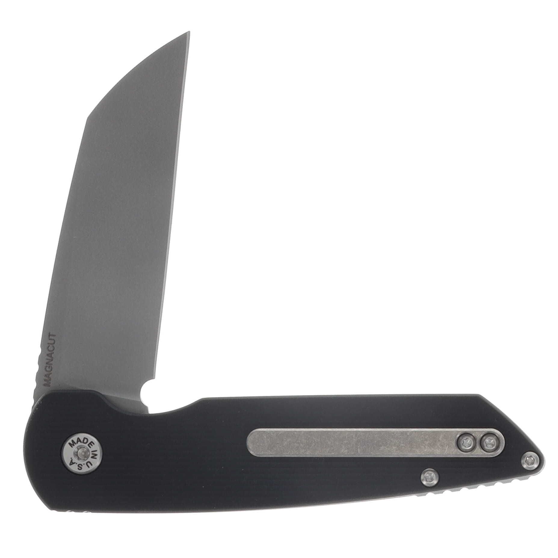 ABW Model 2 Folding Knife Black Aluminum - Stonewash Magnacut Blade ABWMODEL2ALUMBLK View 4