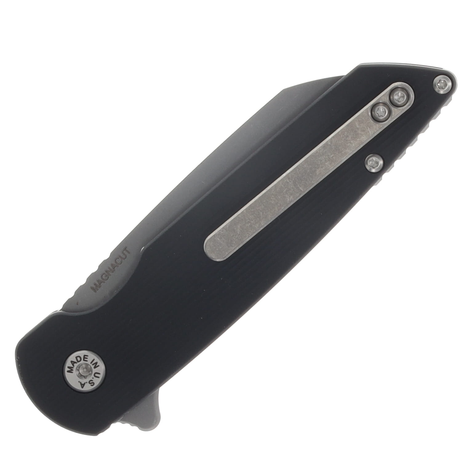 ABW Model 2 Folding Knife Black Aluminum - Stonewash Magnacut Blade ABWMODEL2ALUMBLK View 6