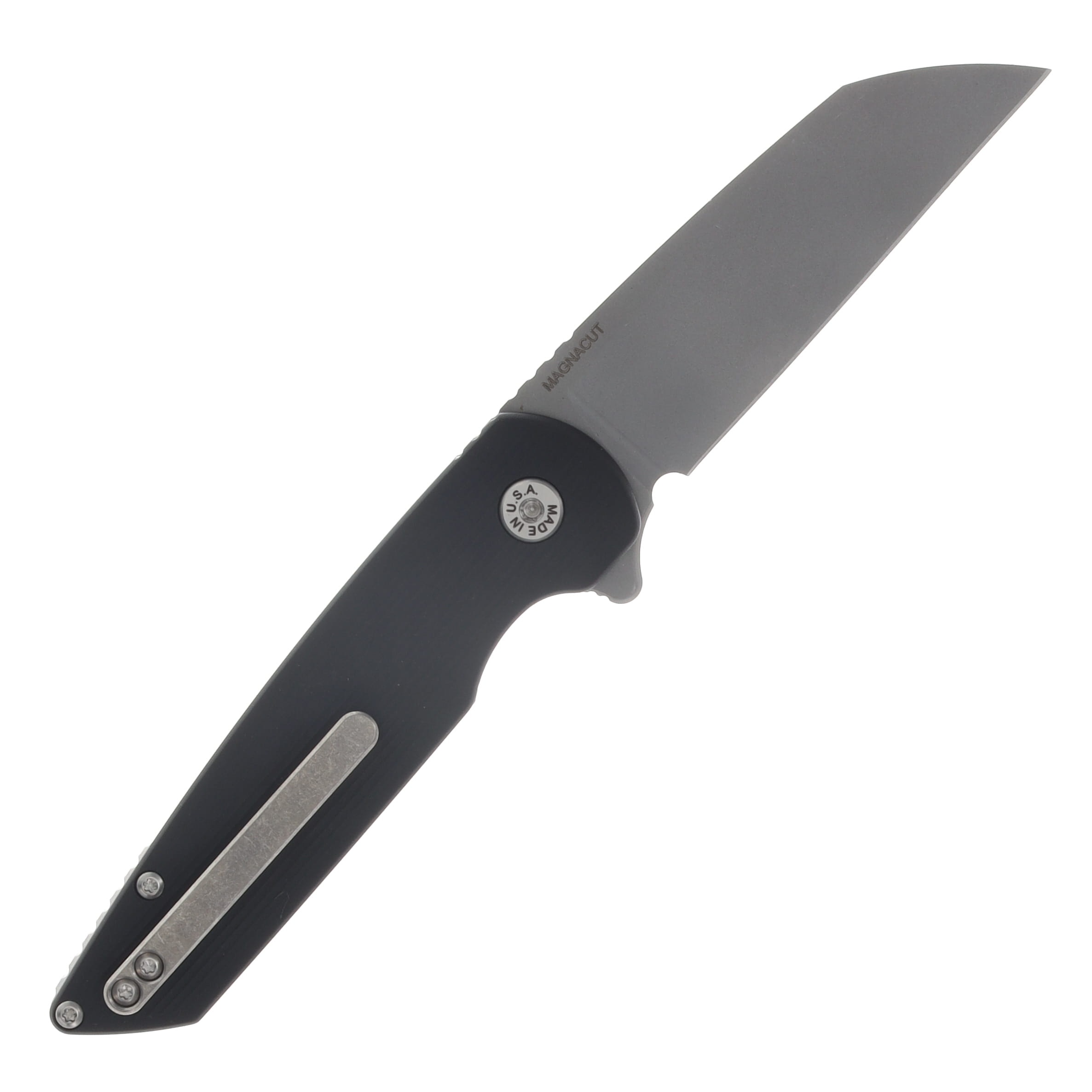 ABW Model 2 Folding Knife Black Aluminum - Stonewash Magnacut Blade ABWMODEL2ALUMBLK View 2