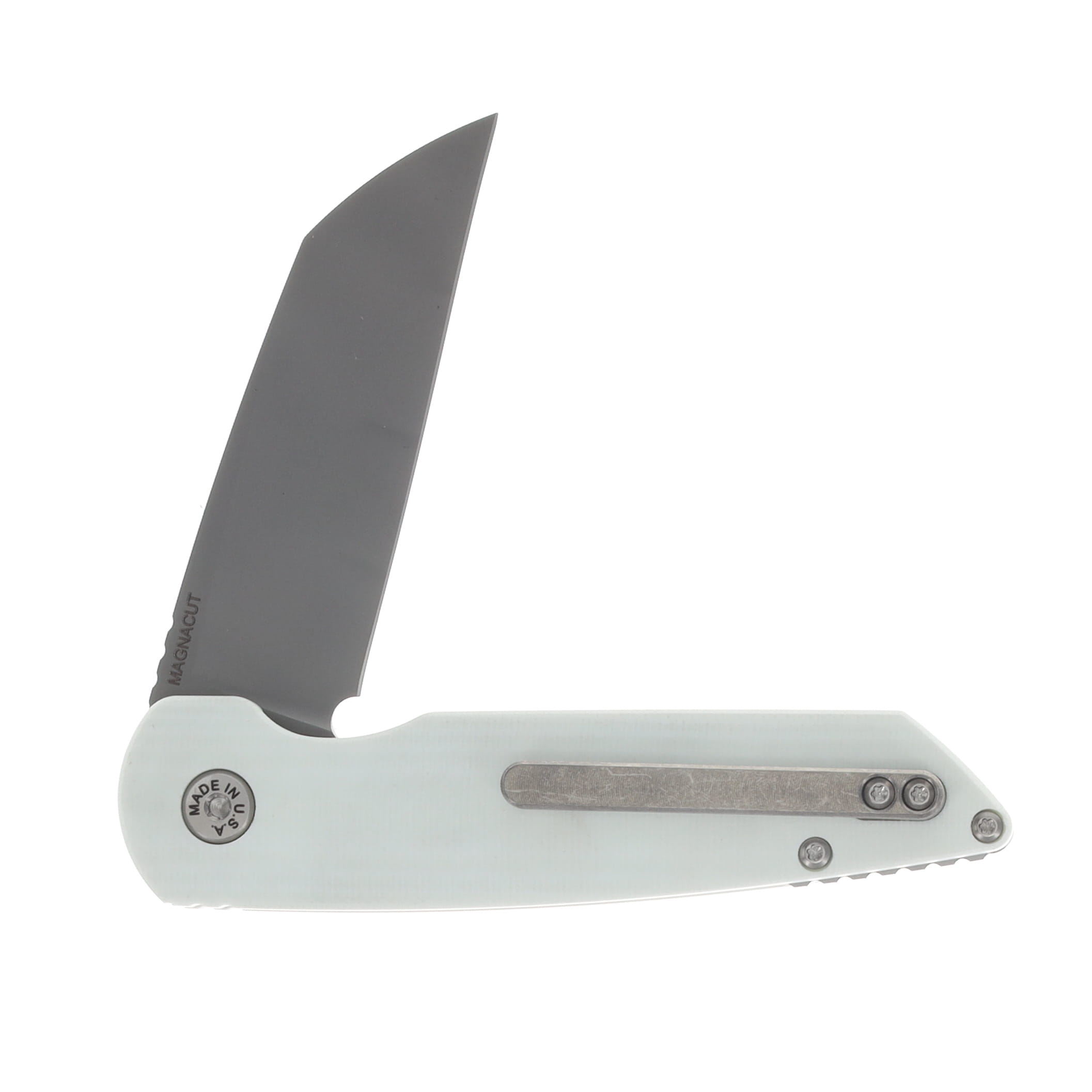 ABW Model 2 Linerlock Folding Knife White G-10 Handle Magnacut Blade ABWMODEL2G10WHITE View 4