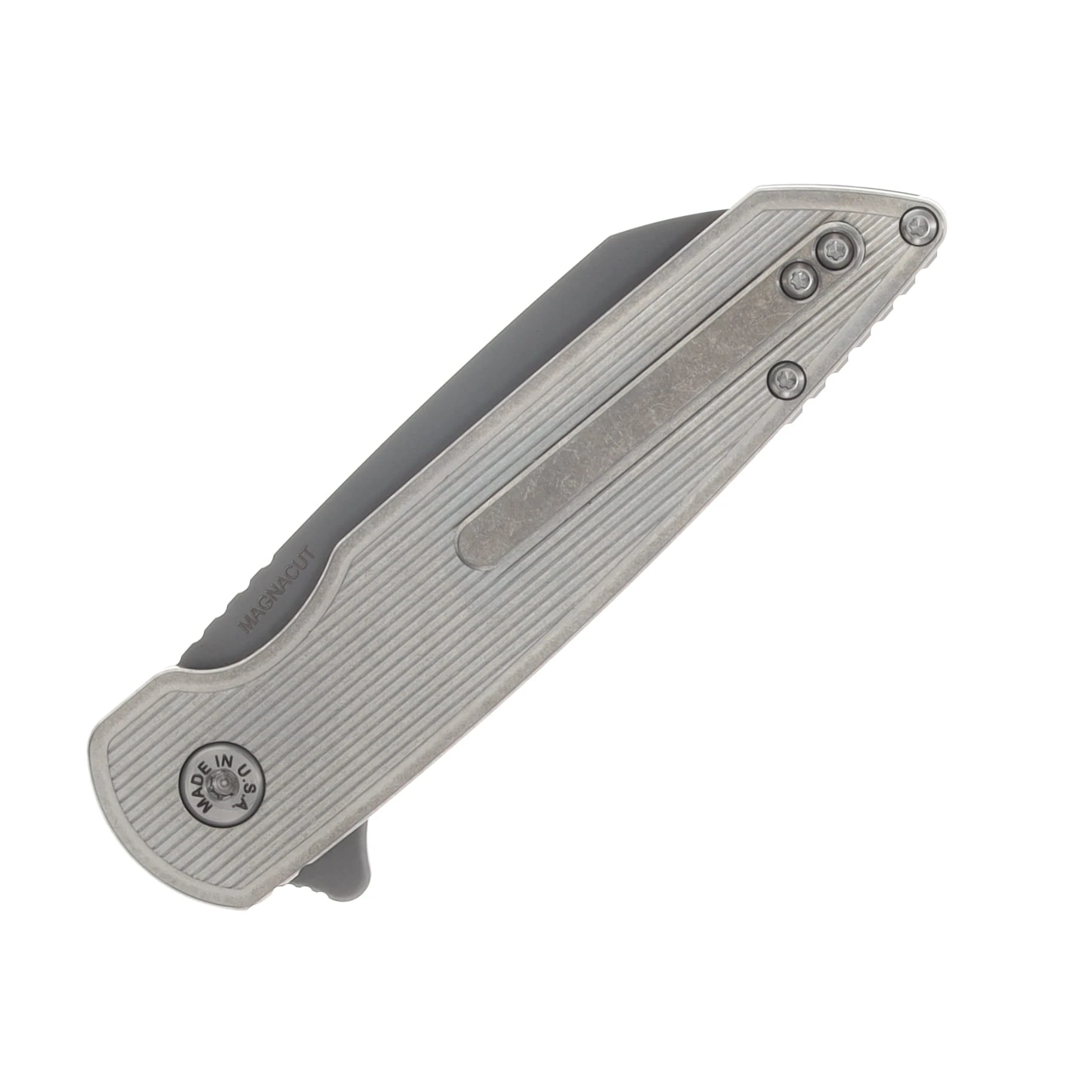 ABW Model 2 Folding Knife Titanium Handle Straight Line Pattern Natural ABWMODEL2TITSTRAIGHTNATURAL View 6