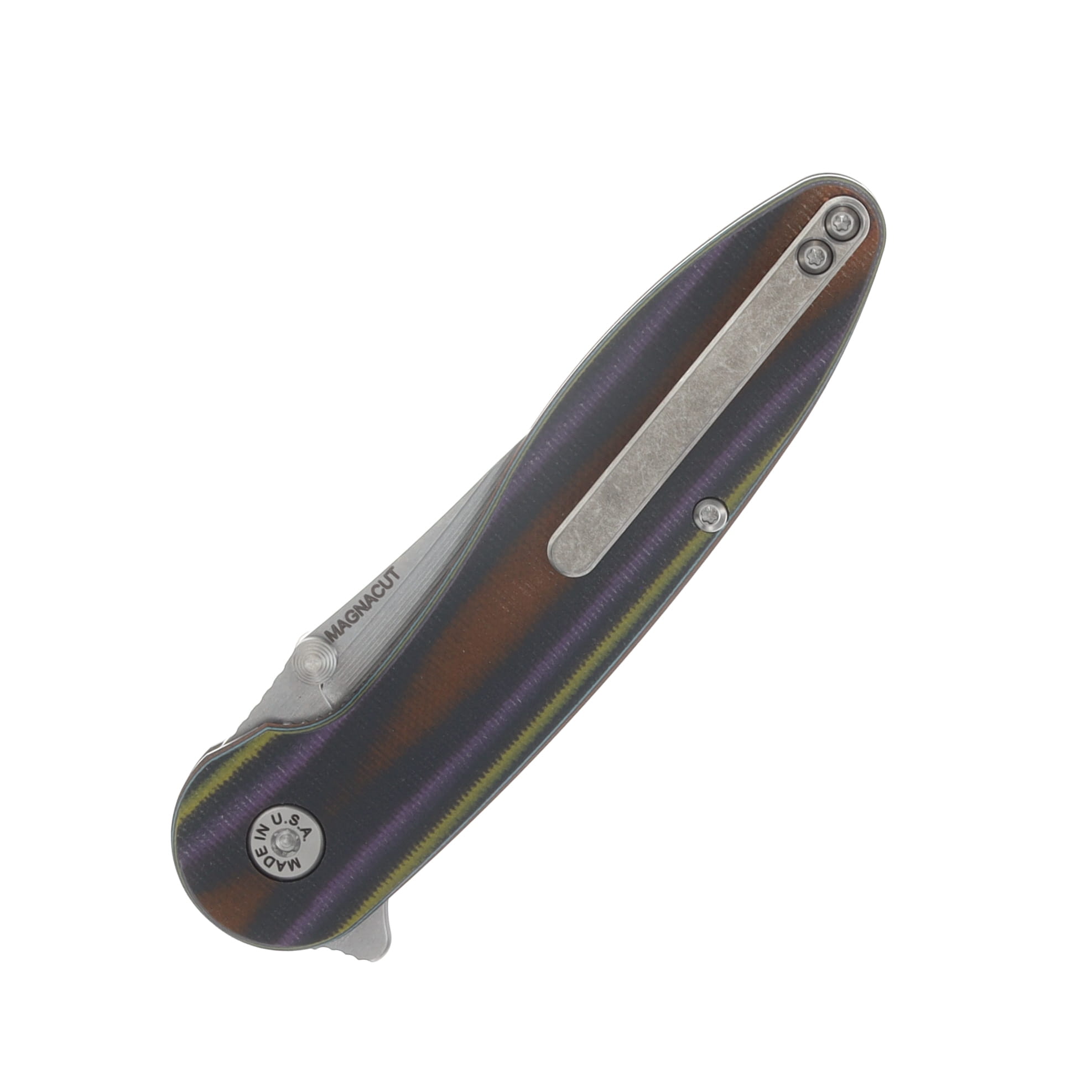 ABW Model 1 V7 Folding Knife G-10 Purple Blanket - Stonewash Magnacut Blade ABWMODEL1G10PURPLEBLANKET View 6