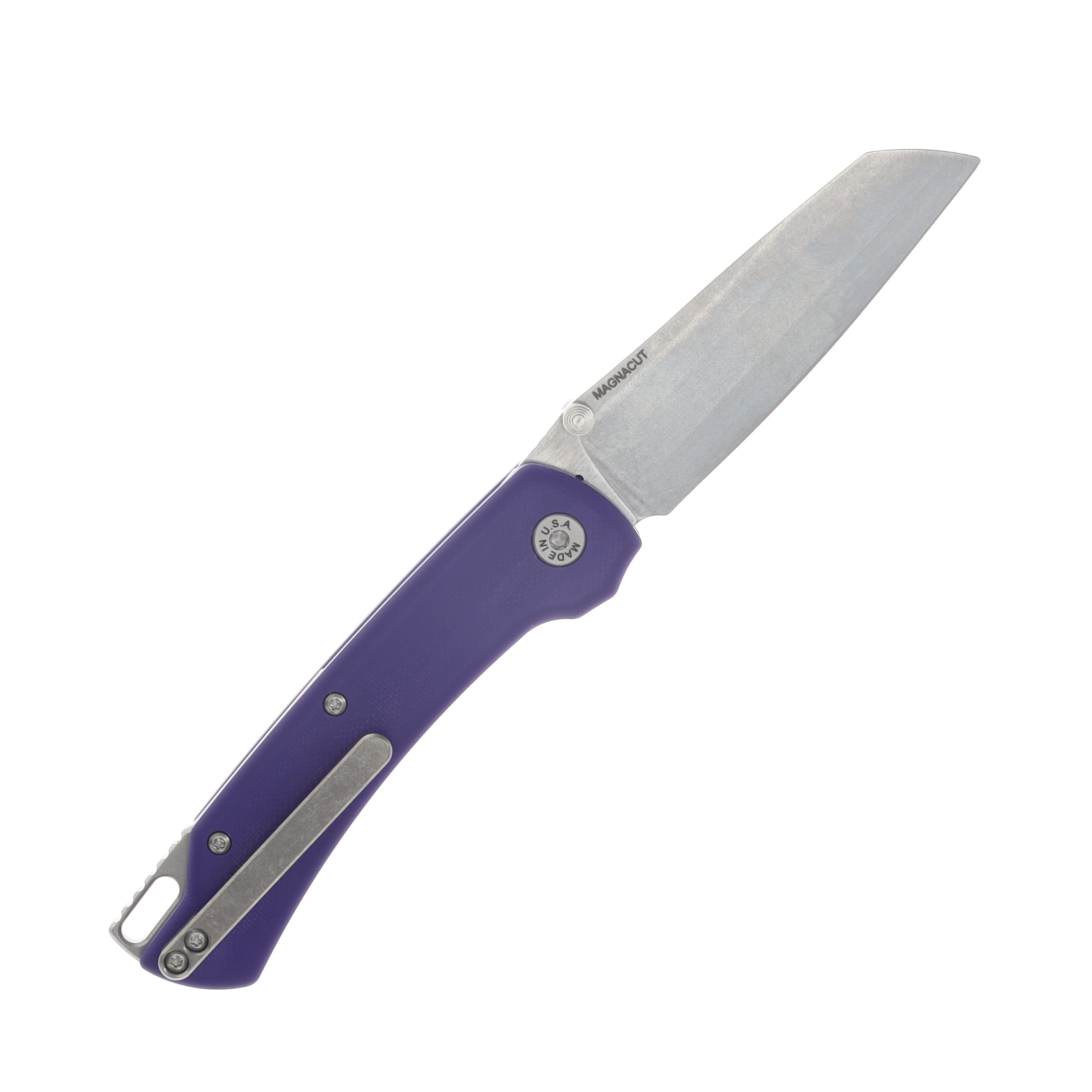 ABW Model 3 Manual Button Lock Folder Purple G-10 Magnacut Blade ABWMODEL3G10PURPLE View 2