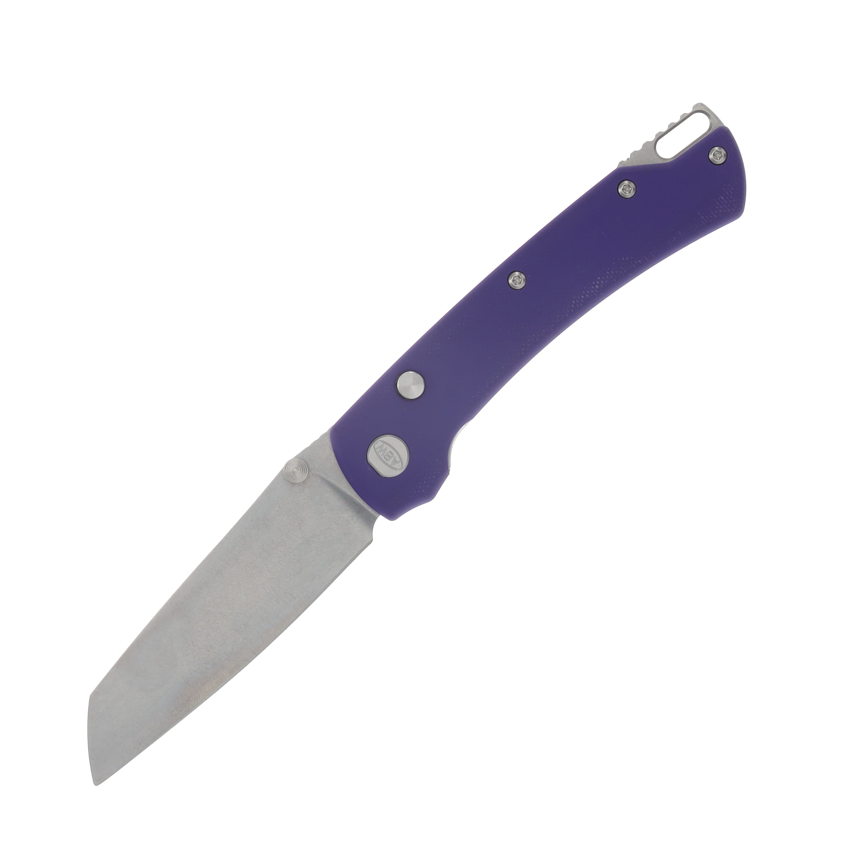 ABW Model 3 Manual Button Lock Folder Purple G-10 Magnacut Blade ABWMODEL3G10PURPLE View 1