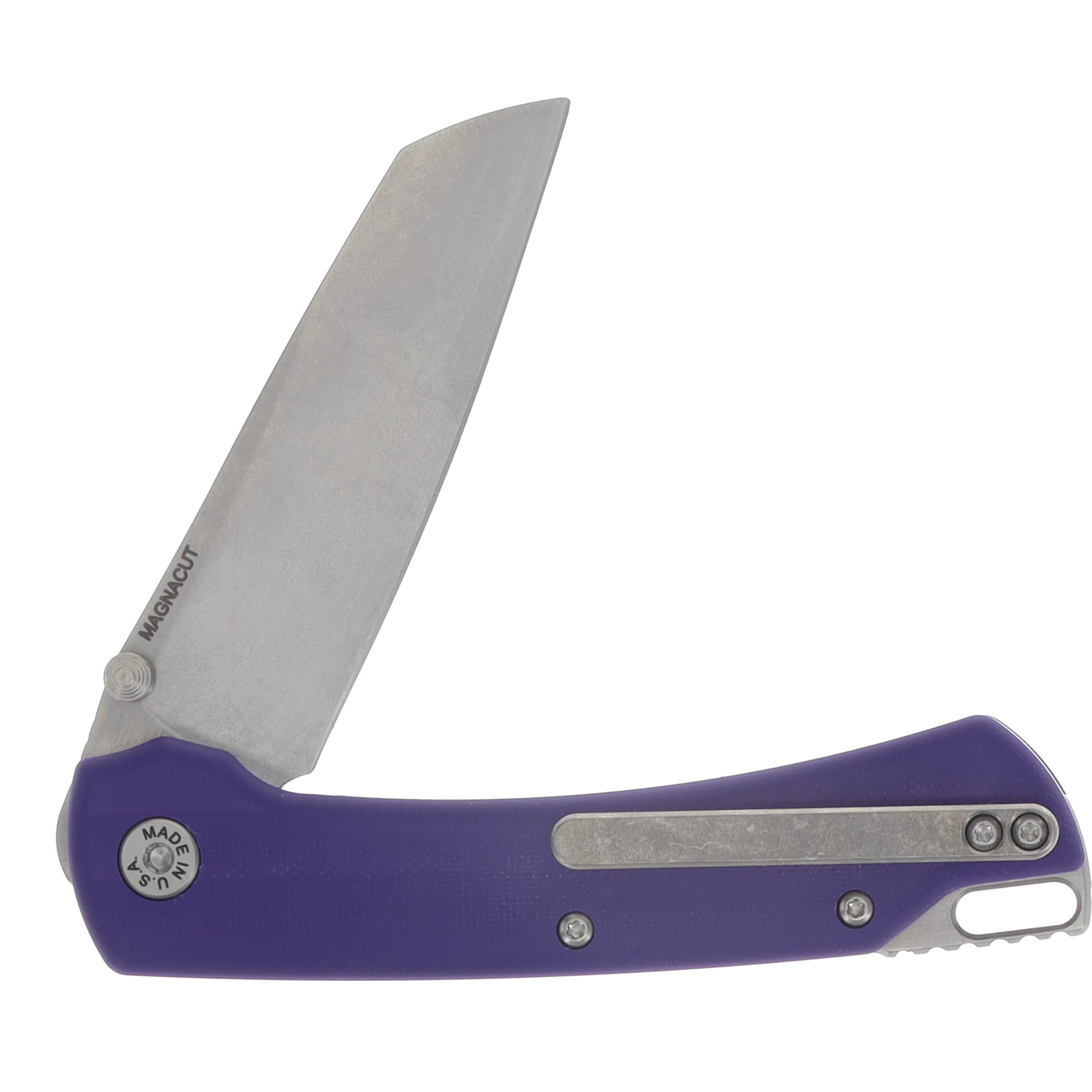 ABW Model 3 Manual Button Lock Folder Purple G-10 Magnacut Blade ABWMODEL3G10PURPLE View 4