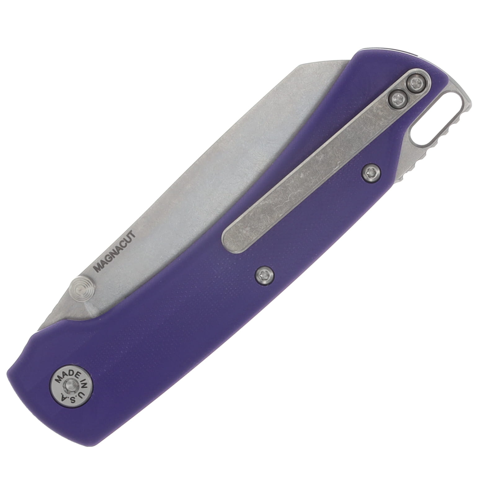 ABW Model 3 Manual Button Lock Folder Purple G-10 Magnacut Blade ABWMODEL3G10PURPLE View 6