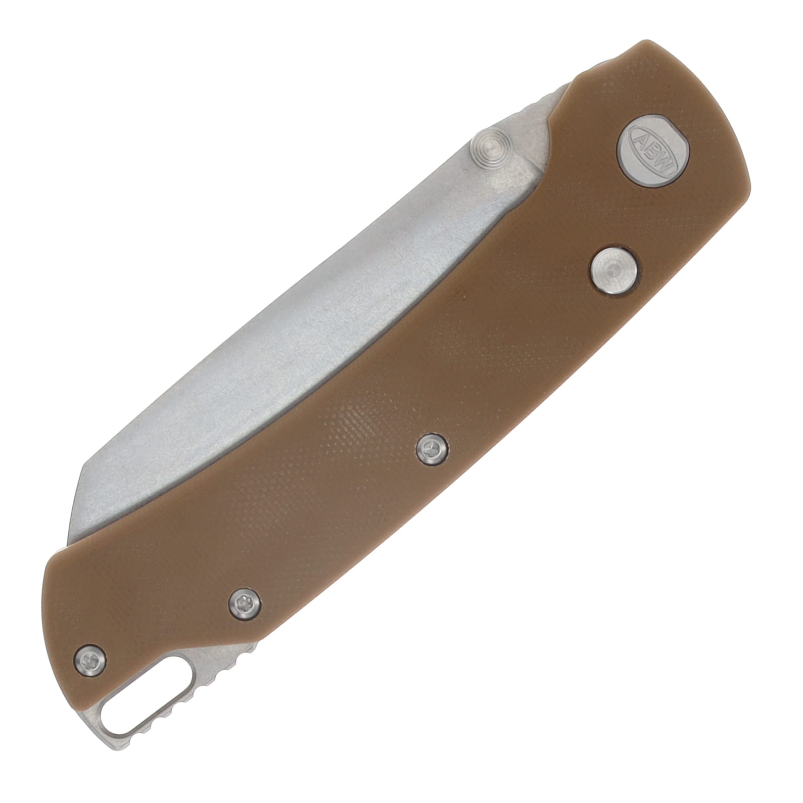 ABW Model 3 Manual Button Lock Folder Tan G-10 Handle Magnacut Blade ABWMODEL3G10TAN View 5