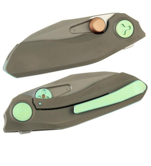 Reate  VK-Frok Dark Frosted Satin Elmax Titanium Dark Bead Blasted Handle View 2