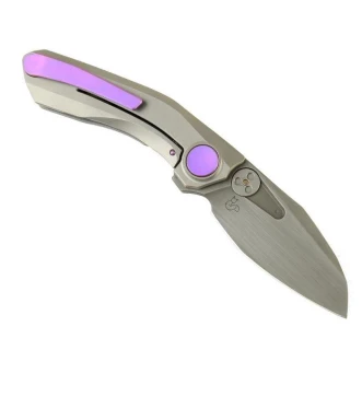 Reate VK-Frok Hand Rubbed Acid Wash Elmax Ti-Wire Wheel Handle Purple Clip View 1