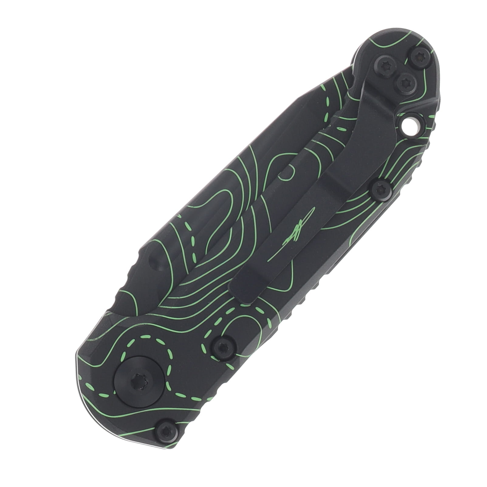 Microtech LUDT Automatic Knife Black DLC T/E Parakeet Green Camo (tanto blade) AUMT1136S-1 TPBKPGCS View 4