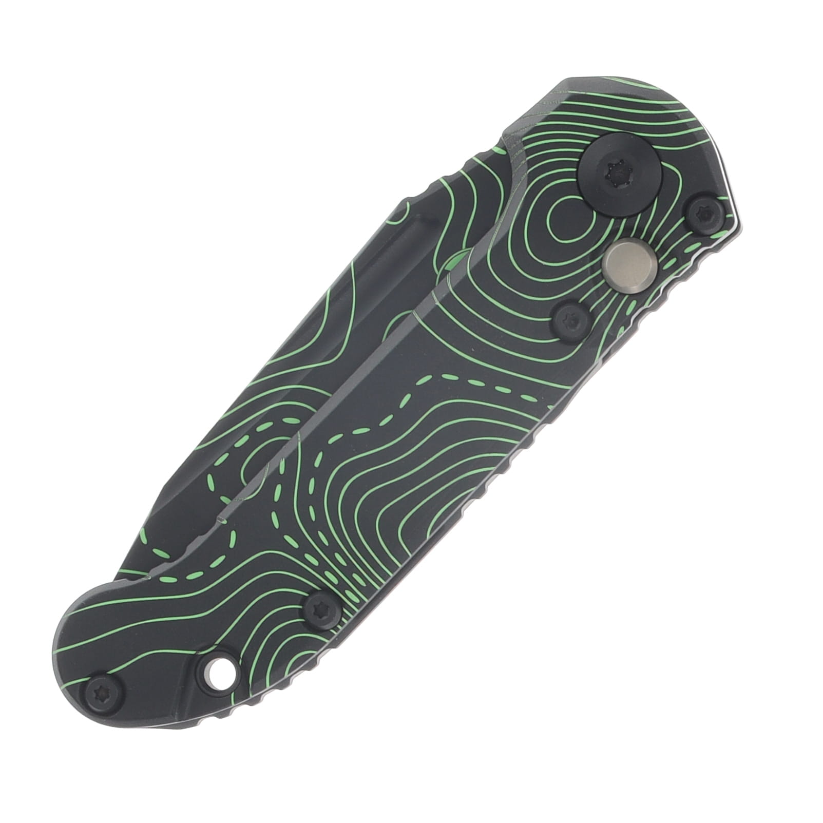 Microtech LUDT Automatic Knife Black DLC T/E Parakeet Green Camo (tanto blade) AUMT1136S-1 TPBKPGCS View 3