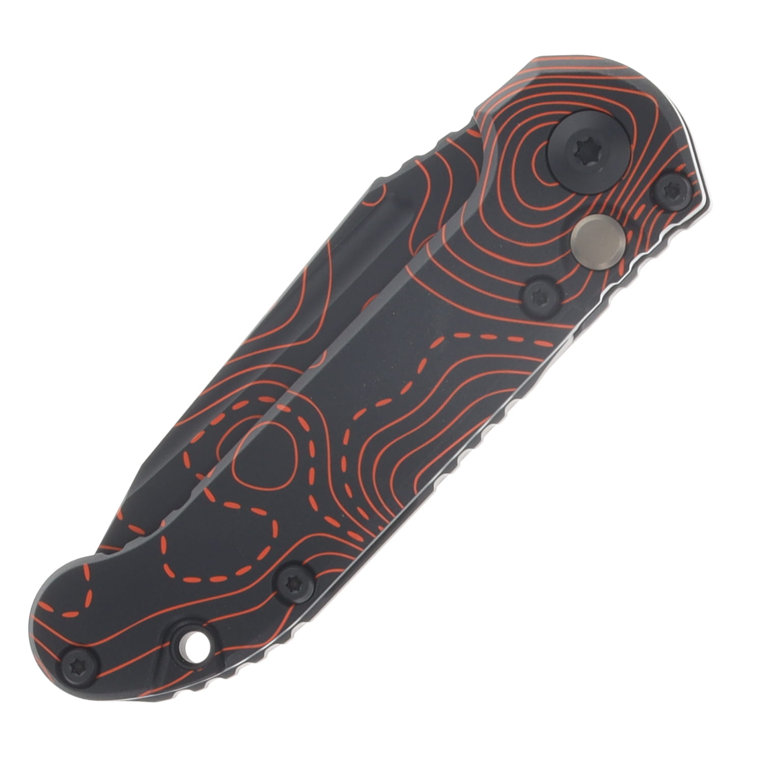 Microtech LUDT Gen III Signature Series Automatic Knife Black DLC T/E Orange Camo (tanto blade) AUMT1136S-1 TPBKORCS View 3