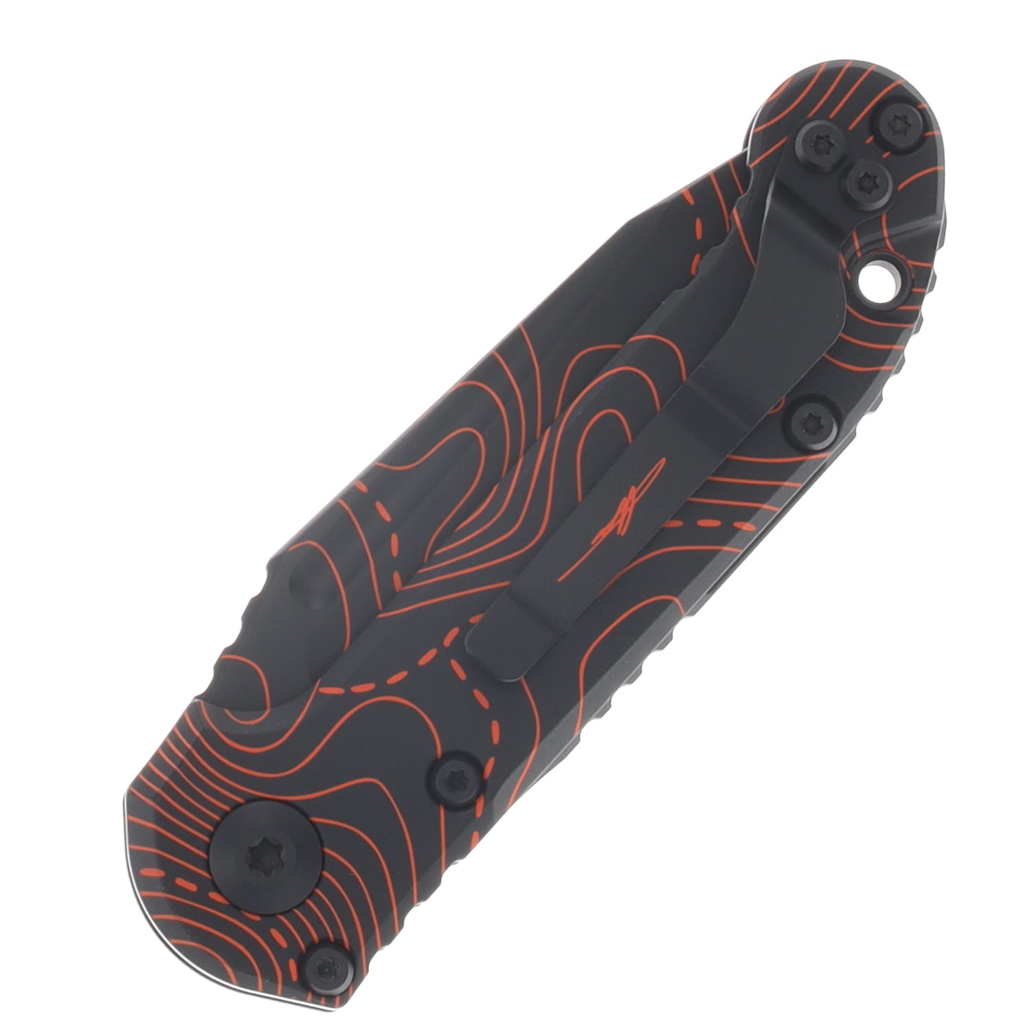 Microtech LUDT Gen III Signature Series Automatic Knife Black DLC T/E Orange Camo (tanto blade) AUMT1136S-1 TPBKORCS View 4
