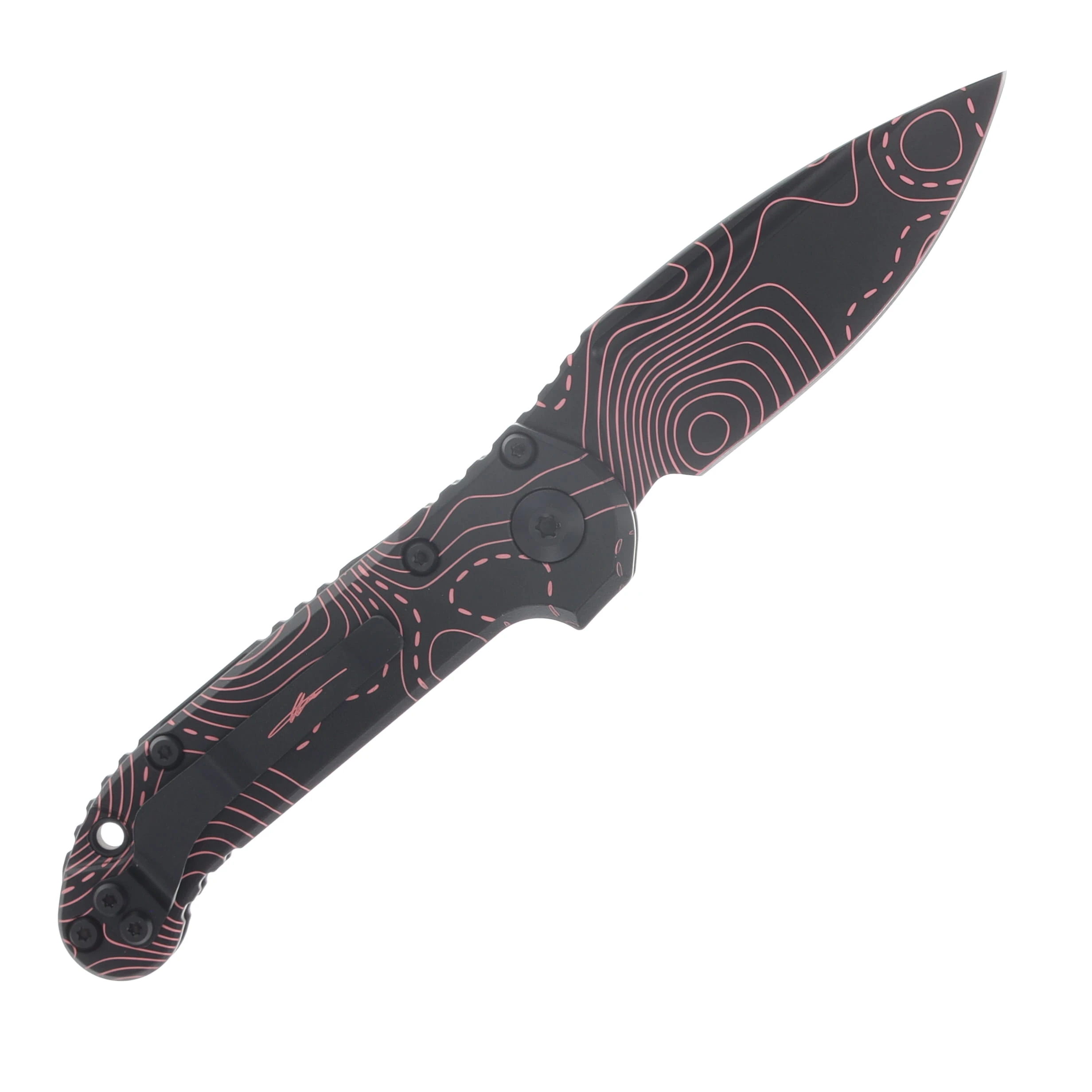 Microtech LUDT Gen III Signature Series OTS Auto Black DLC S/E Black Pink Camo AUMT1135S-1 TPBKPKCS View 2