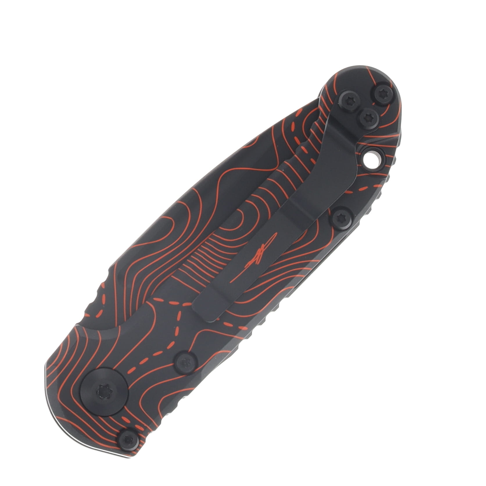 Microtech Auto L.U.D.T S/E Gen III Signature Series Smooth Topo Black/Orange Camo Handle AUMT1135S-1 TPBKORCS View 4