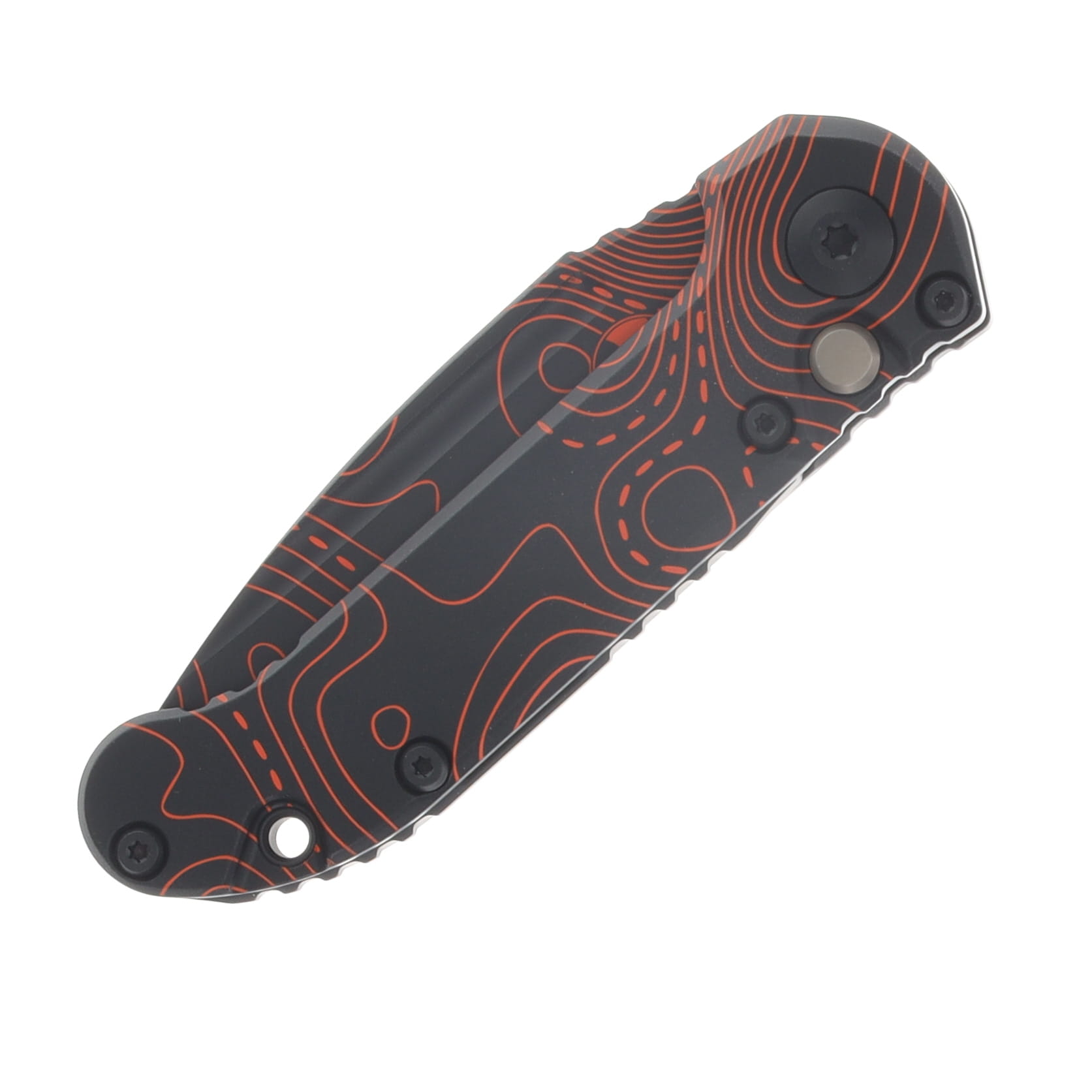 Microtech Auto L.U.D.T S/E Gen III Signature Series Smooth Topo Black/Orange Camo Handle AUMT1135S-1 TPBKORCS View 3