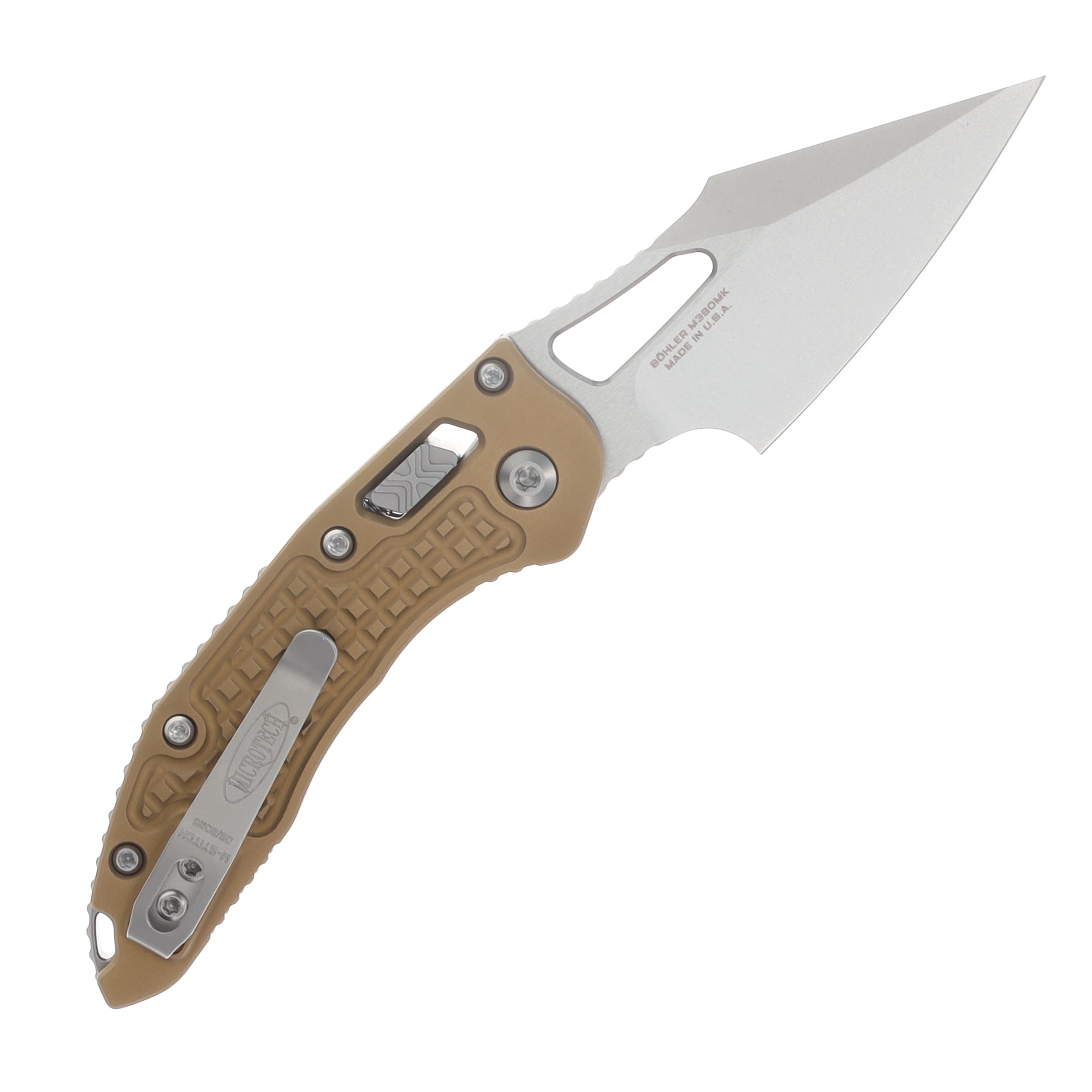 Microtech Mini Stitch Ram-Lok Stonewash Tan Frag Folding Knife MT169MRL-10 FRTA View 2