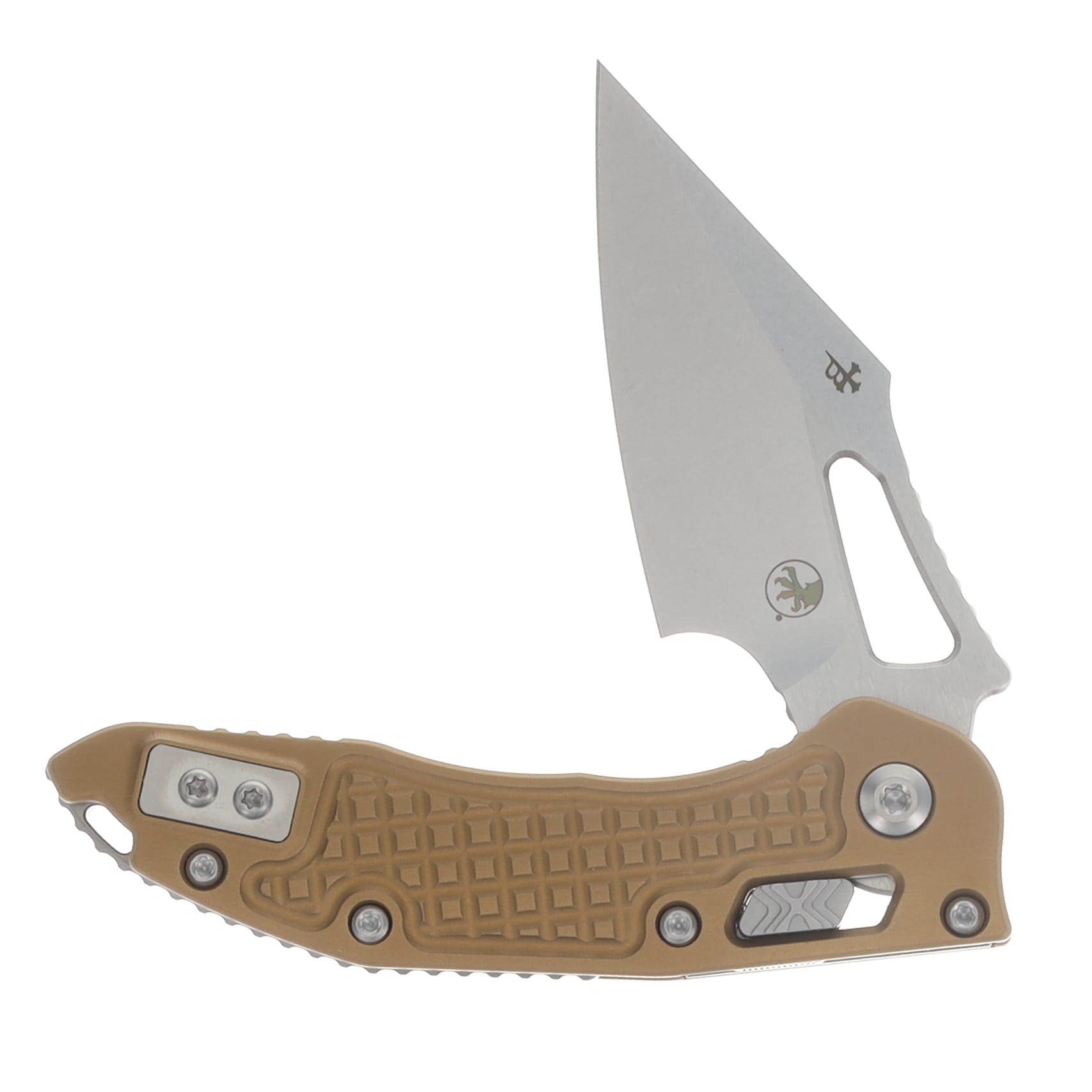 Microtech Mini Stitch Ram-Lok Stonewash Tan Frag Folding Knife MT169MRL-10 FRTA View 3