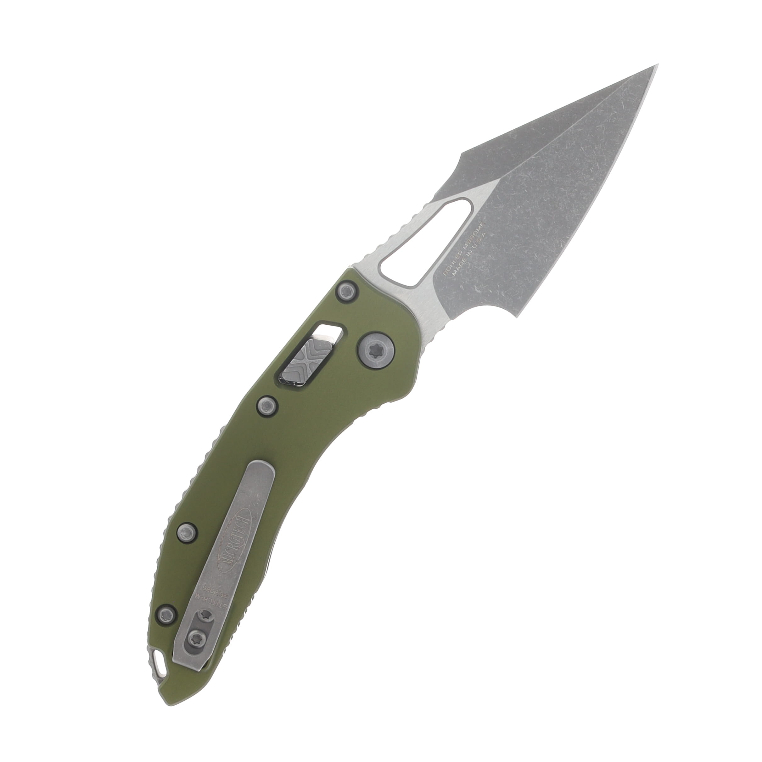 Microtech Mini Stitch Ram-Lok Apocalyptic Smooth OD Green Folding Knife MT169MRL-10 APOD View 2
