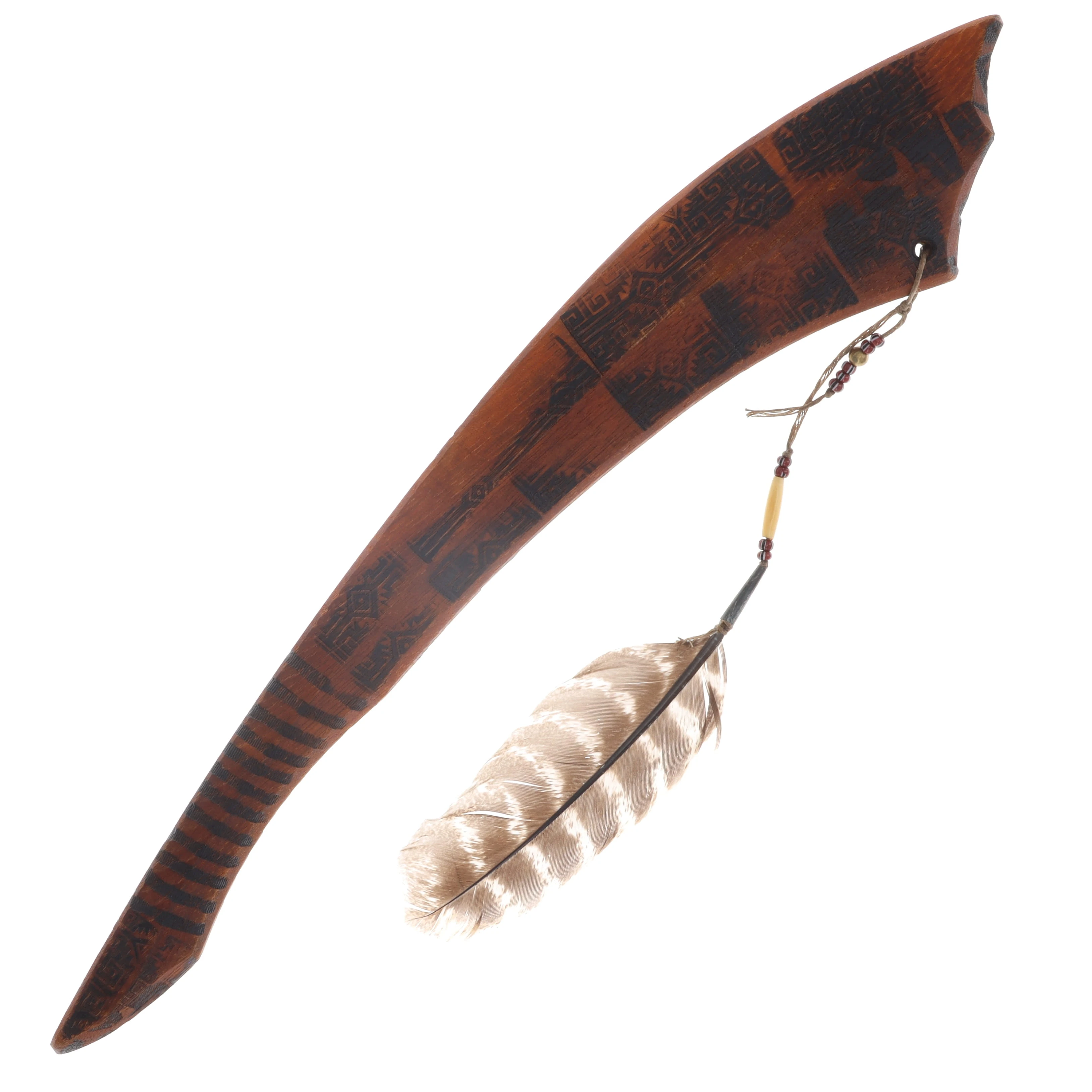 RMJ Tactical Creek Red Stick - Striped W/ Beads and Feather RMJCREEKSTKSBF View 2