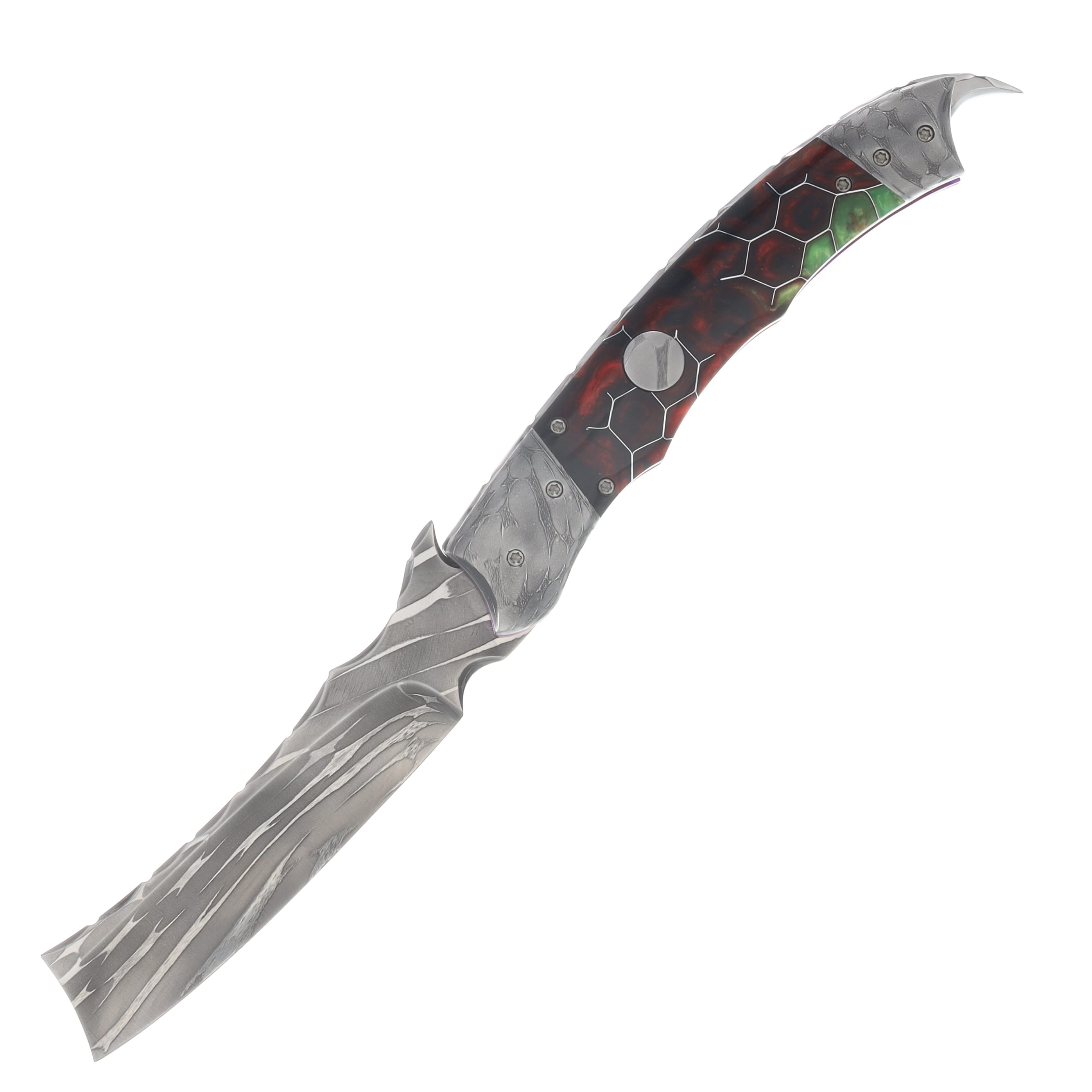 Vallotton Crescent Razor OTS Auto Vegas Forge Barbwire Blade Custom and Fat Carbon Dark Matter Scales VKCRRZDM View 1
