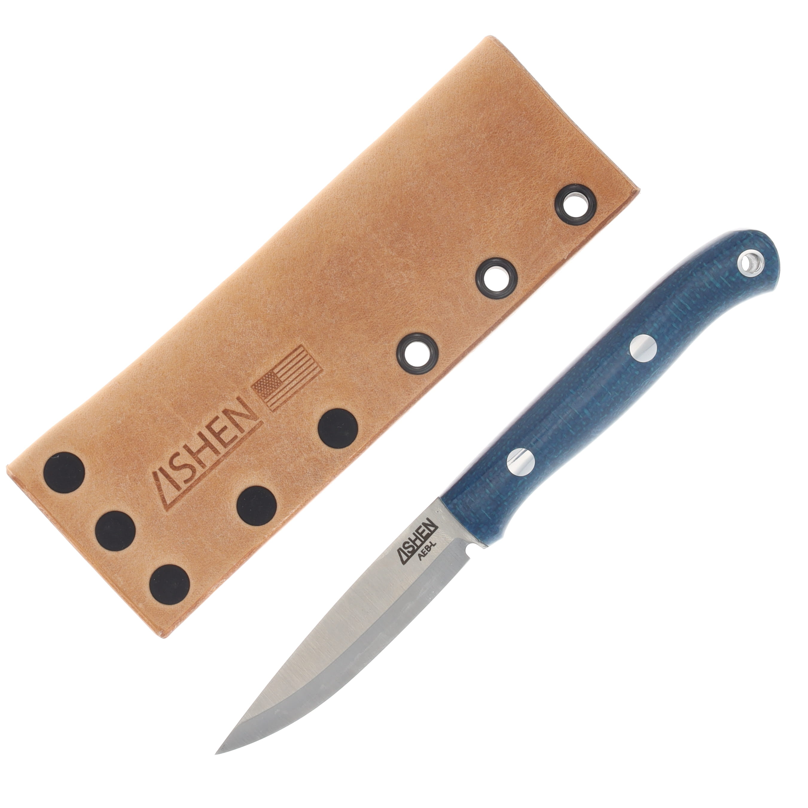 Lishen Knives Little Fowl Scandi Fixed Blade Admiral Blue Handles AL Pins LKLFADMBL View 1