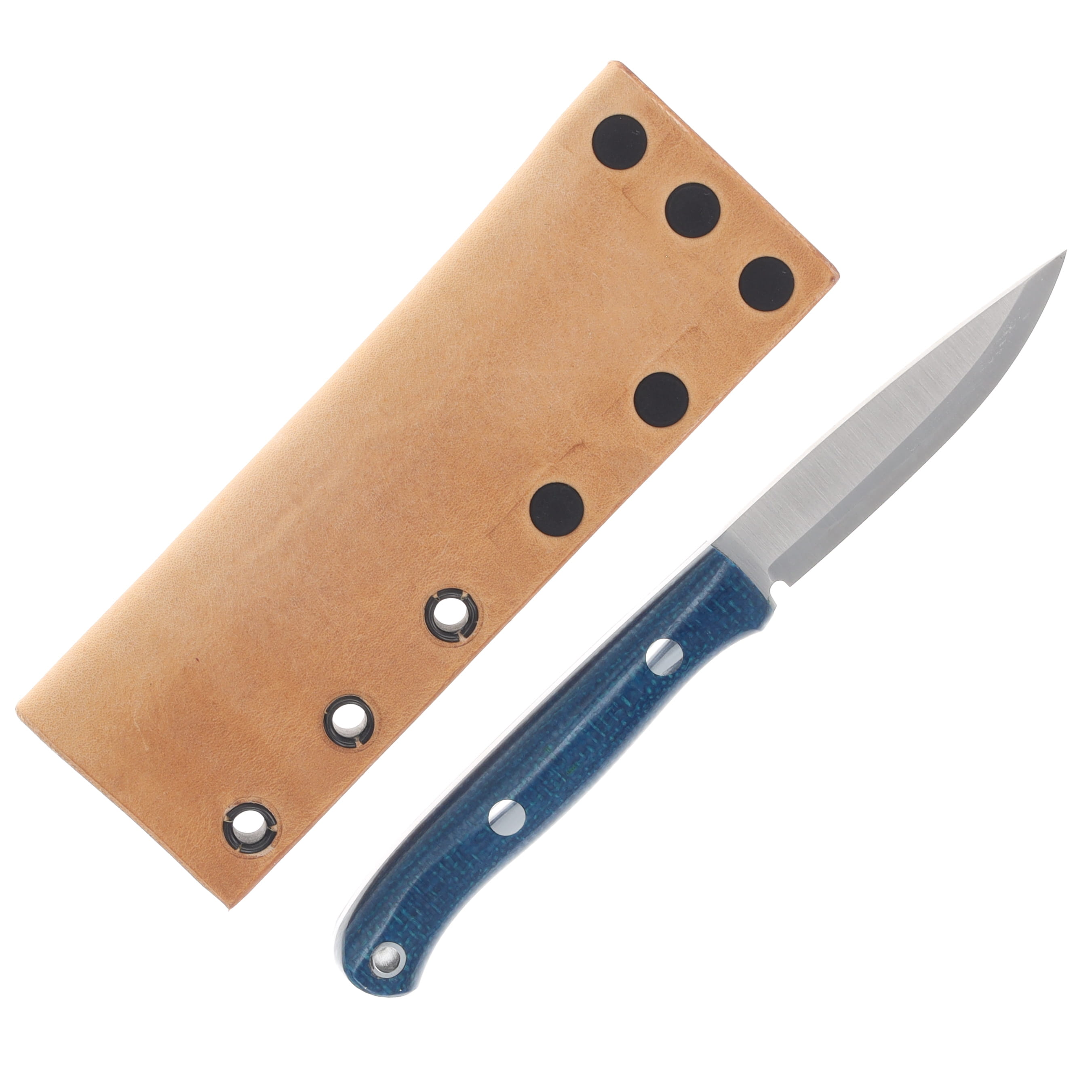 Lishen Knives Little Fowl Scandi Fixed Blade Admiral Blue Handles AL Pins LKLFADMBL View 2