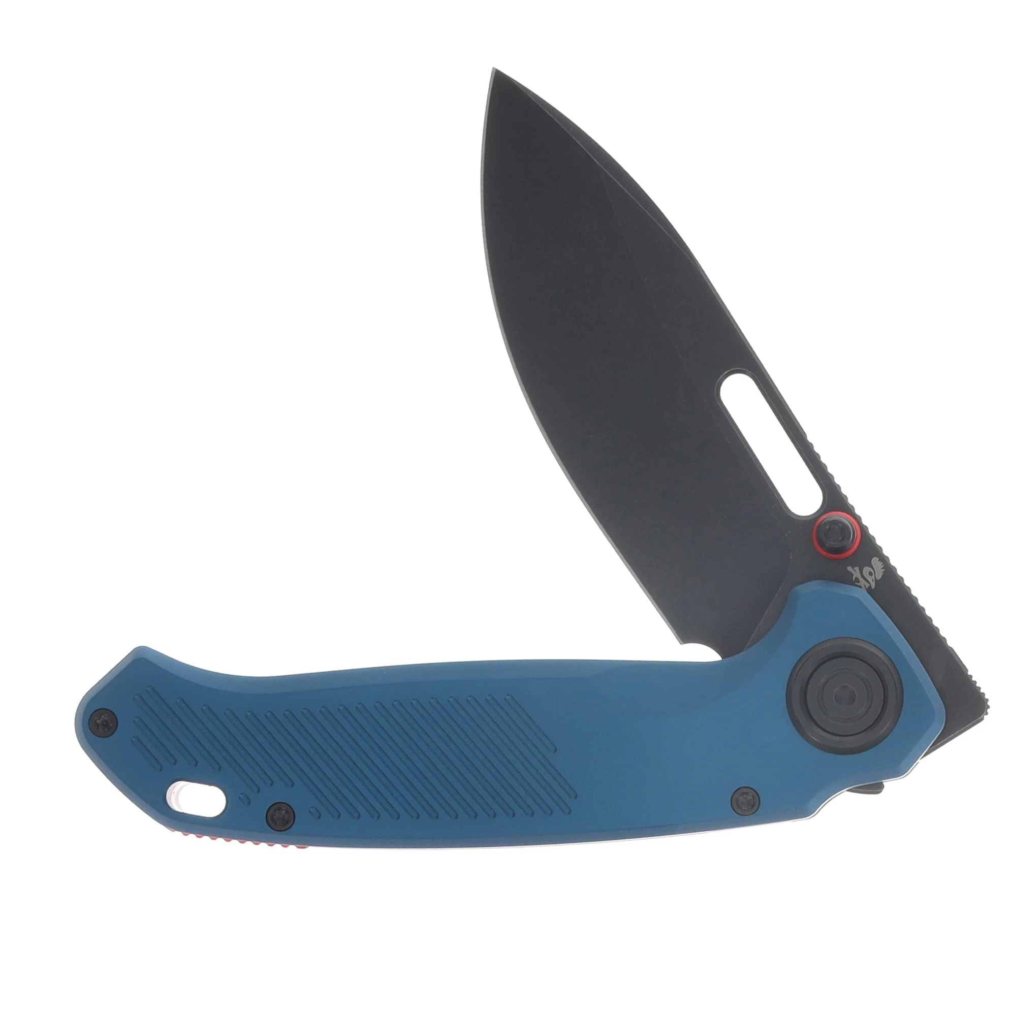 Vosteed Zander Vanchor Lock Folding Knife Black Stonewash/Blue Aluminum A4603 View 3