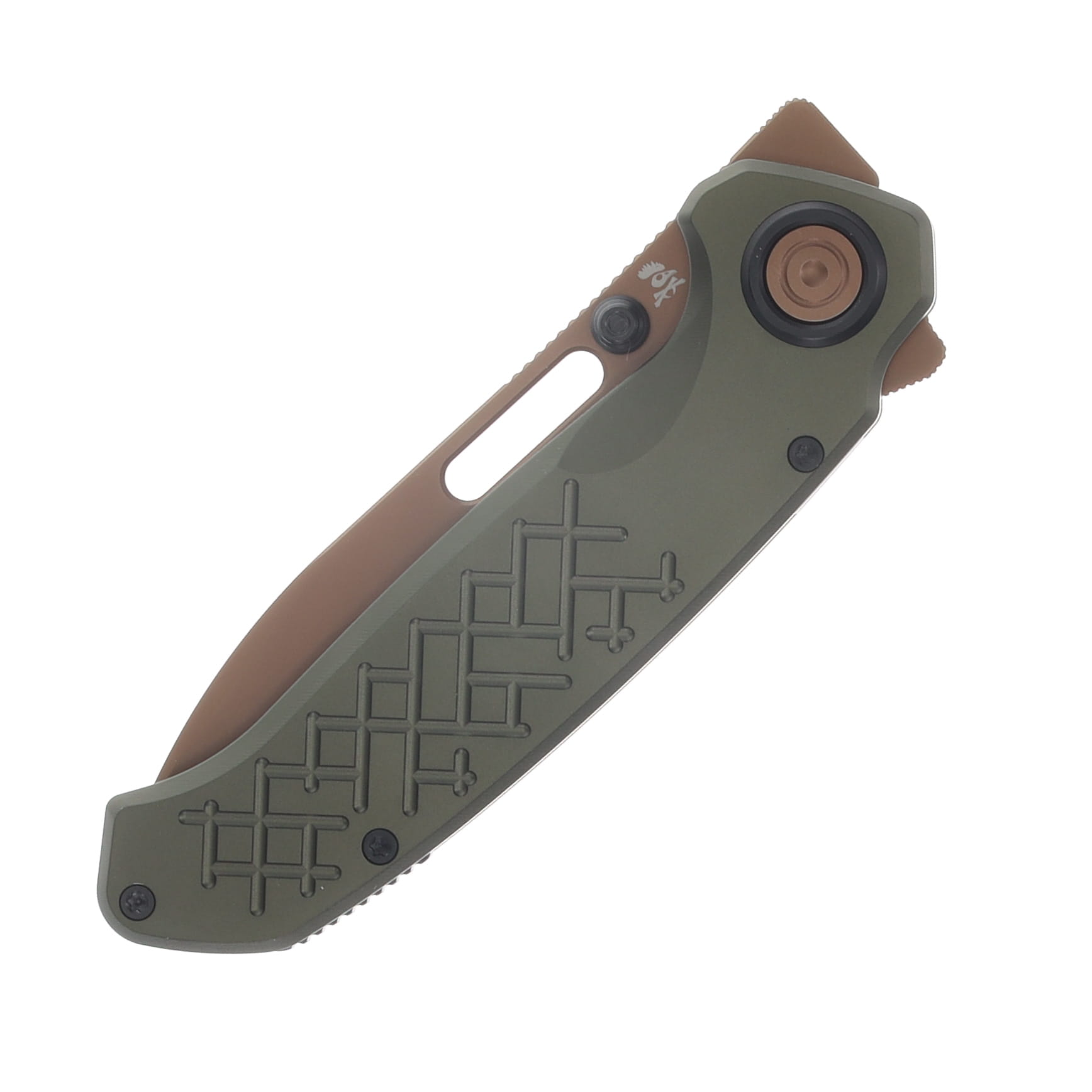 Vosteed Zander Vanchor Lock Folding Knife Copper Dune/OD Green Aluminum A4604 View 5
