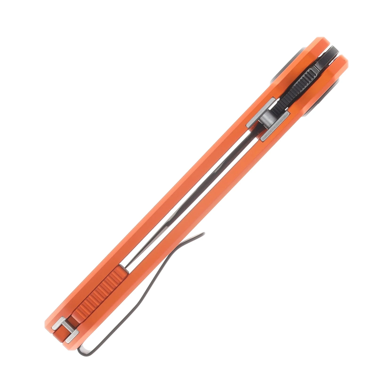 Vosteed Zander Vanchor Lock Folding Knife Black Stonewash/Orange Aluminum A4606 View 7