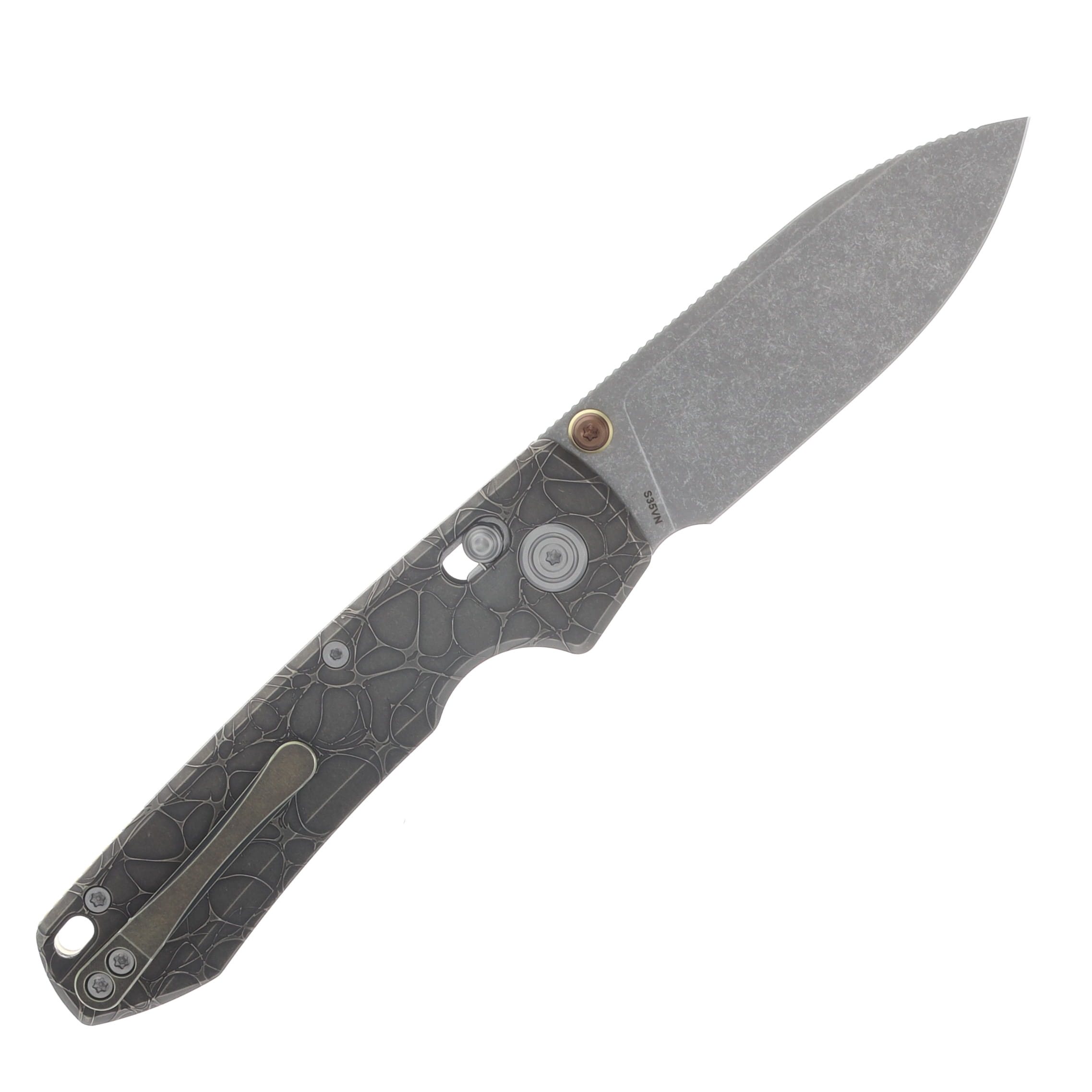 Vosteed Raccoon TiSlim Folder S35VN Acid-SNTWSH Blade Acid Wash Copper TI Handle A4508 View 2