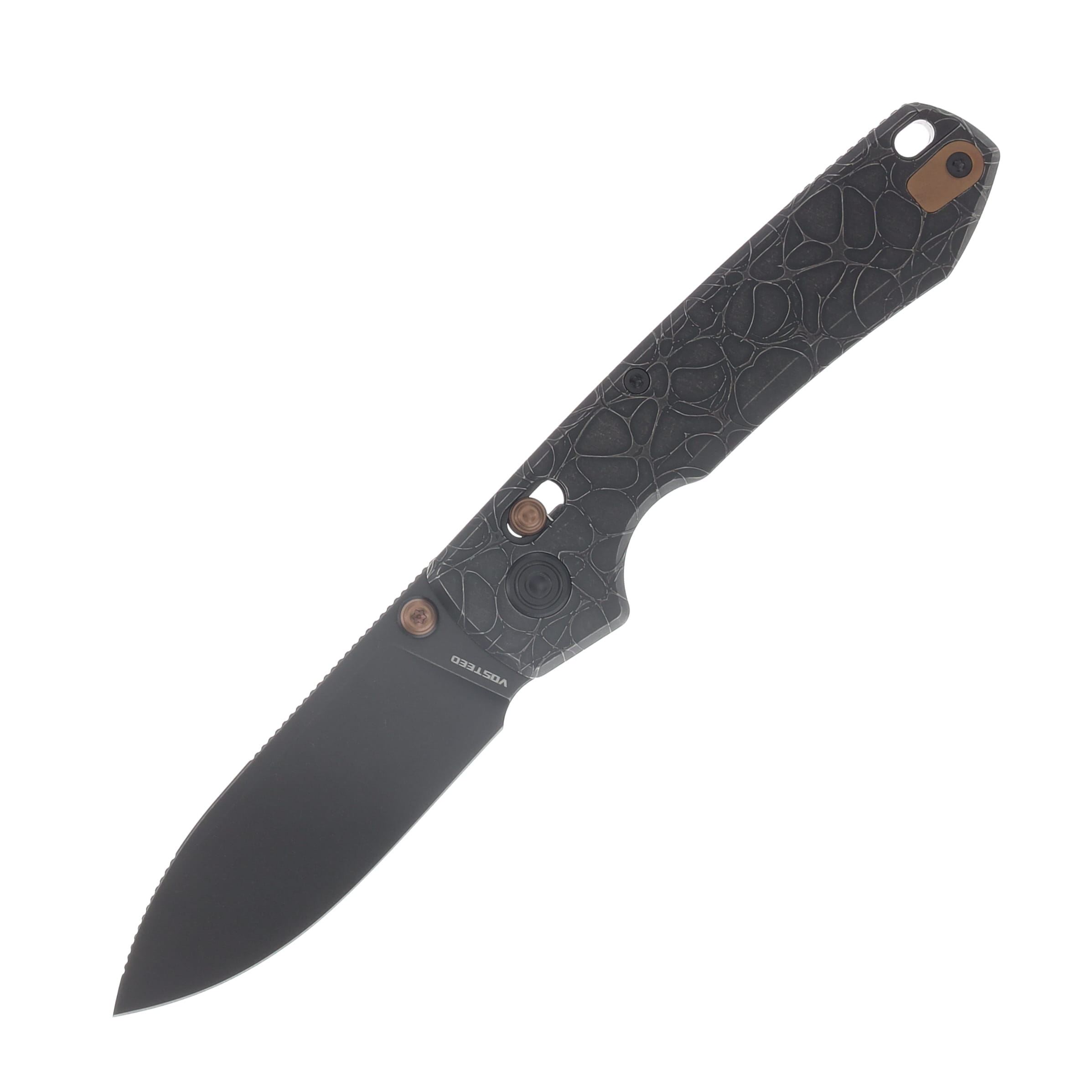 Vosteed Raccoon TiSlim Folder S35VN Blk Stonewash Blade Acid Wash Blk TI Handle A4509 View 1