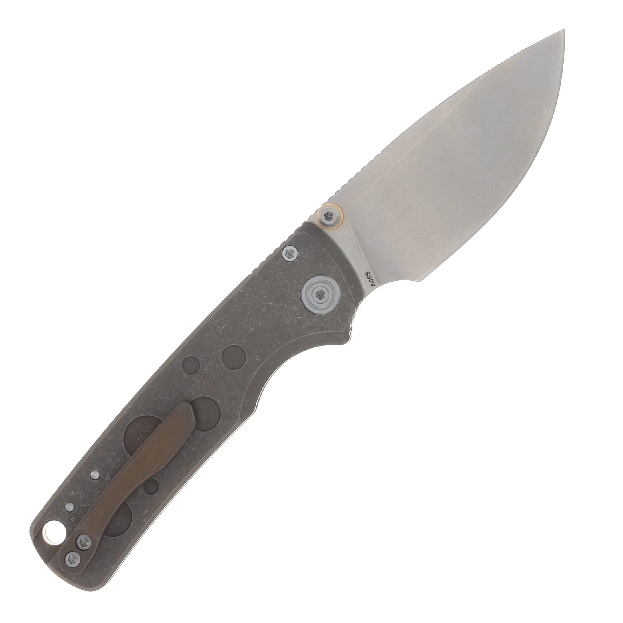 Vosteed Porcupine TiSlim Folder S90V STNWSH - Antique Brasswash Titanium A4807 View 2
