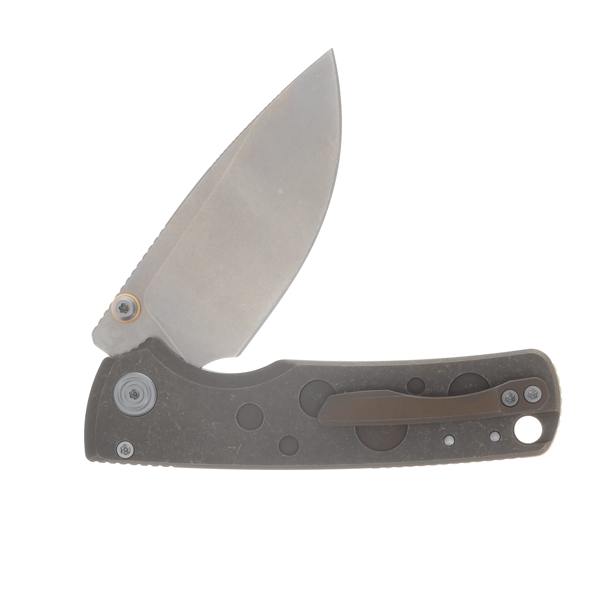 Vosteed Porcupine TiSlim Folder S90V STNWSH - Antique Brasswash Titanium A4807 View 4