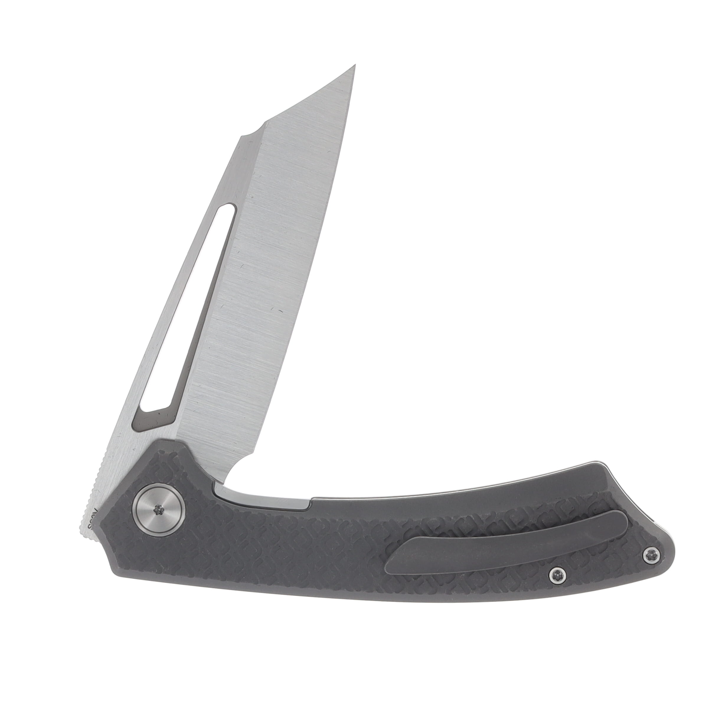 Gecko Customz Knifeworks Pictus XL Folder Diamond Frag Milled Darkwash TI - S90V Belt Satin PICTUSXLDFDW View 4