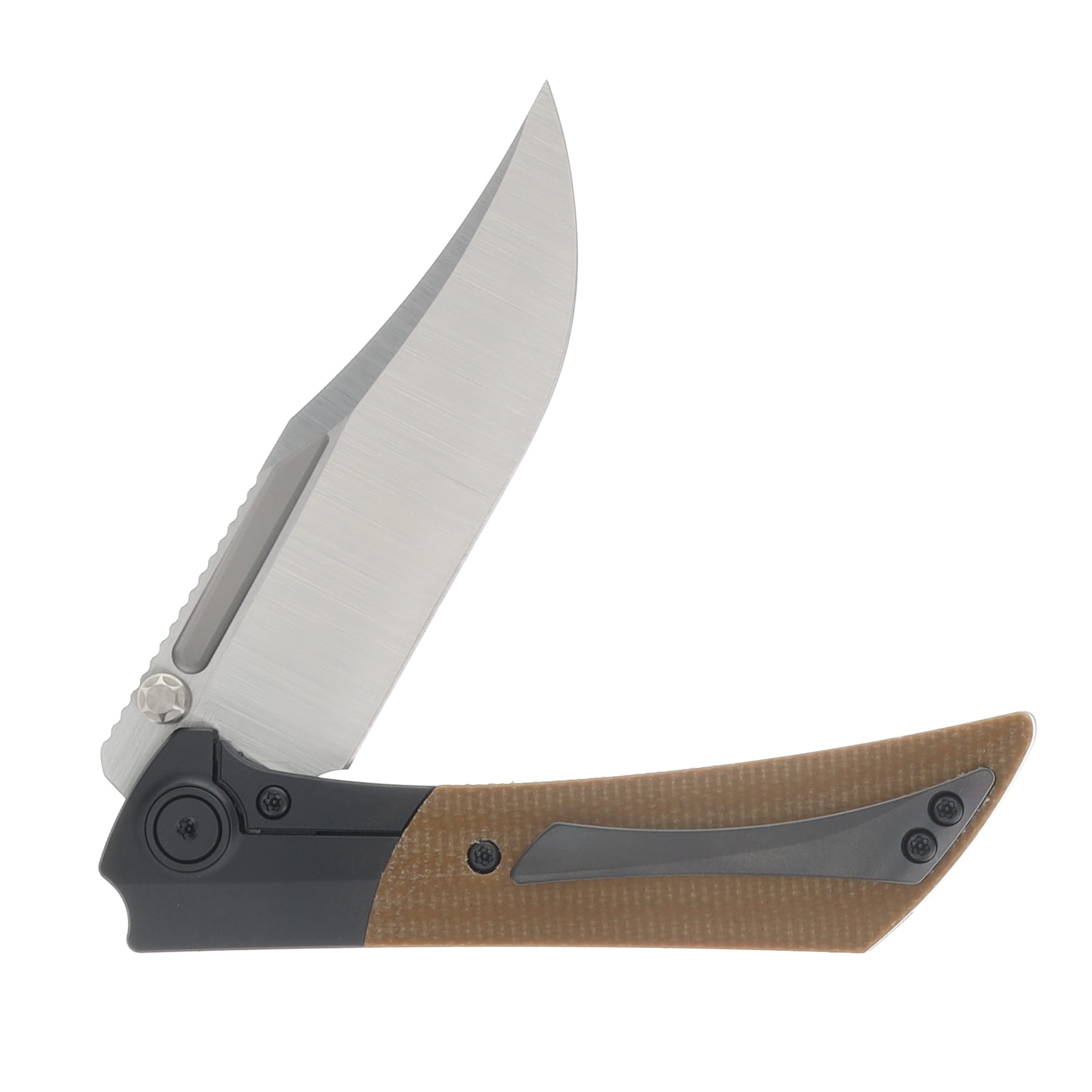 Gecko Customz Knifeworks Dune A3 Folder DLC /Tan Canvas Micarta - M390 Belt Satin DUNEA3 View 3